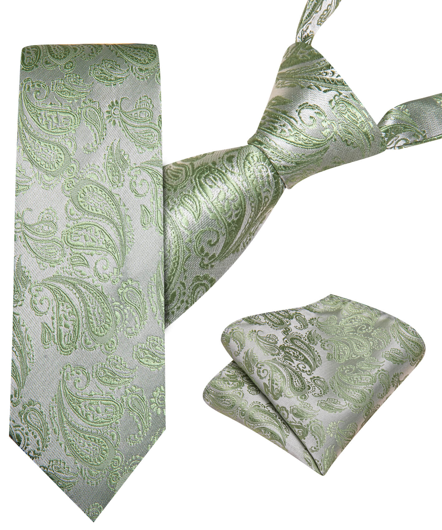 Sage Green Paisley Children's Silk Tie