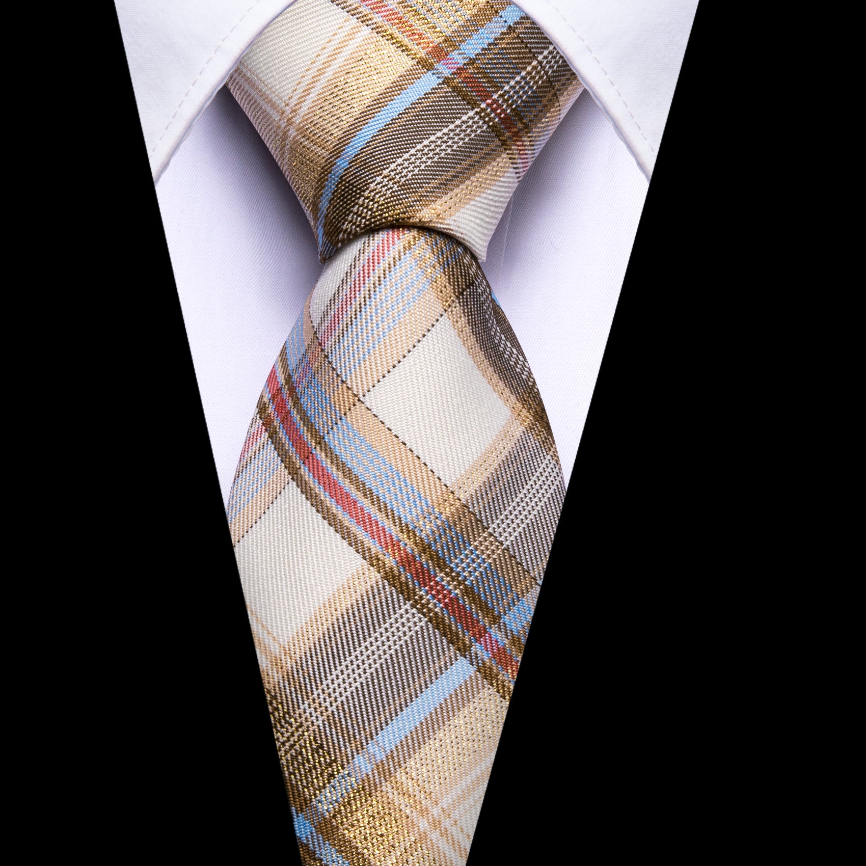 Luxury Yellow Brown Plaid Single Tie