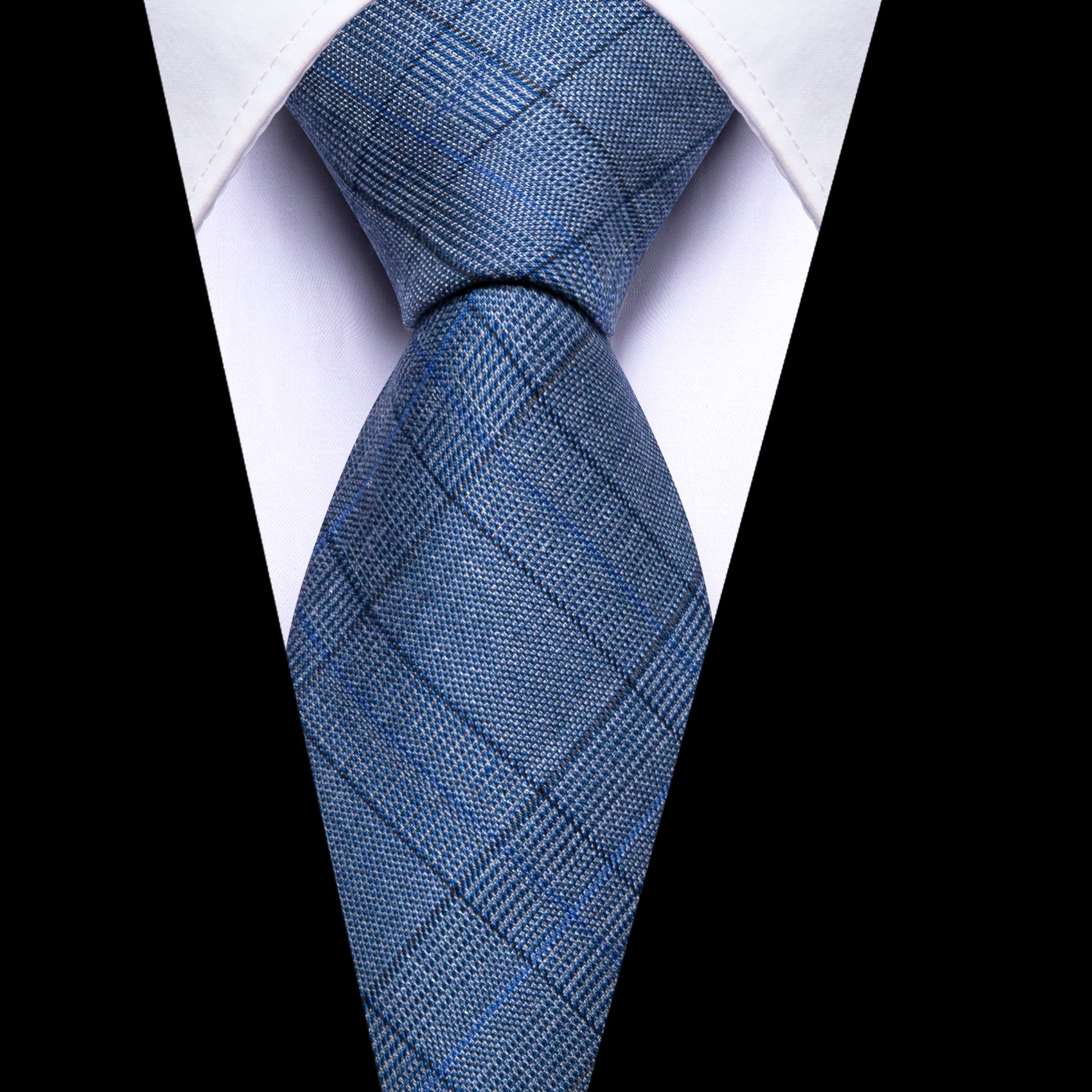 Luxury Blue Plaid Single Tie