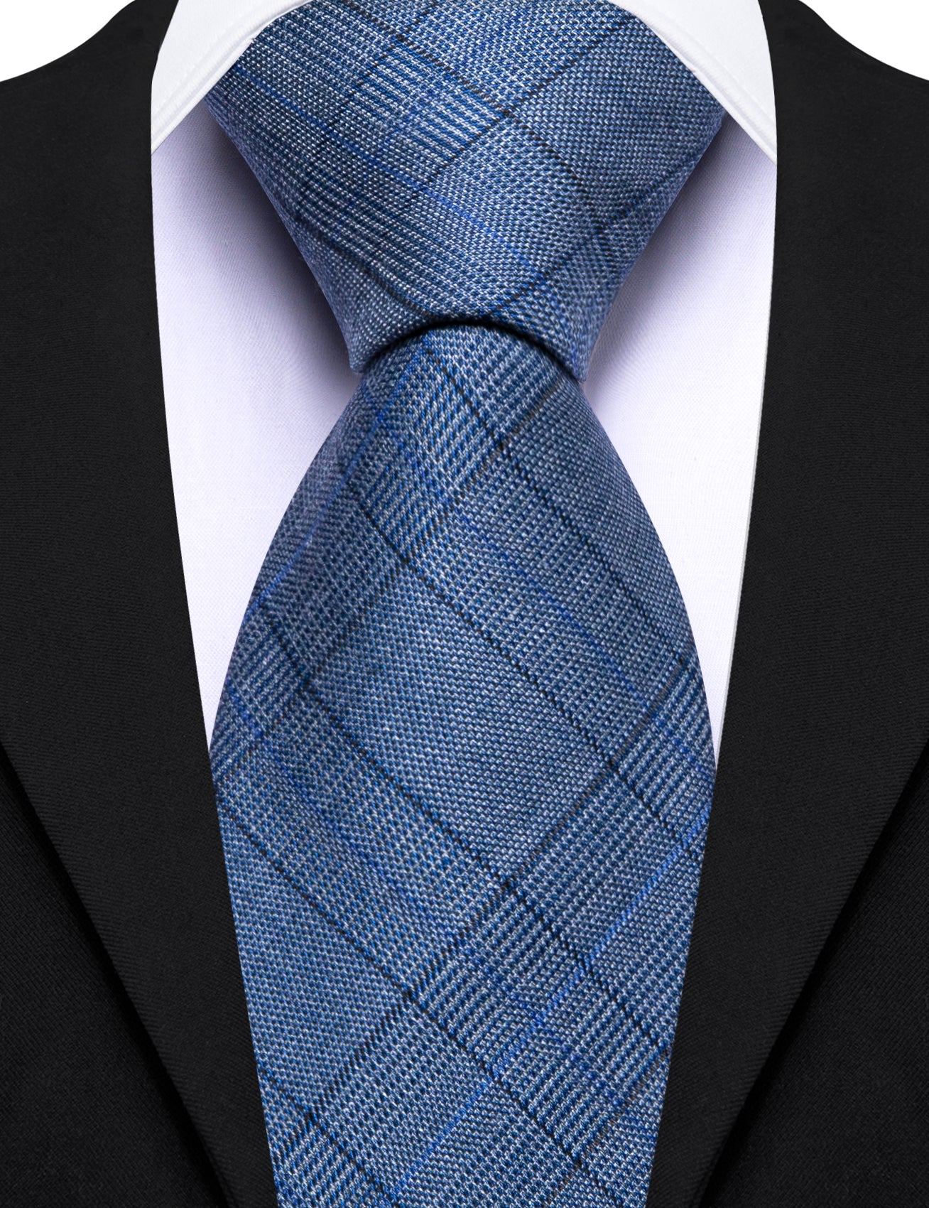 Luxury Blue Plaid Single Tie