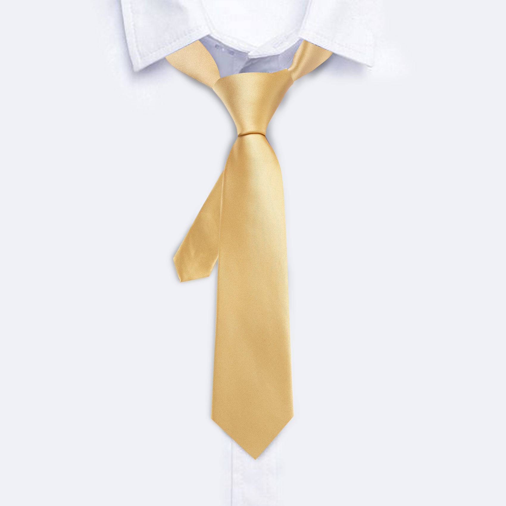Gold Solid Tie Pocket Square Set For Kids