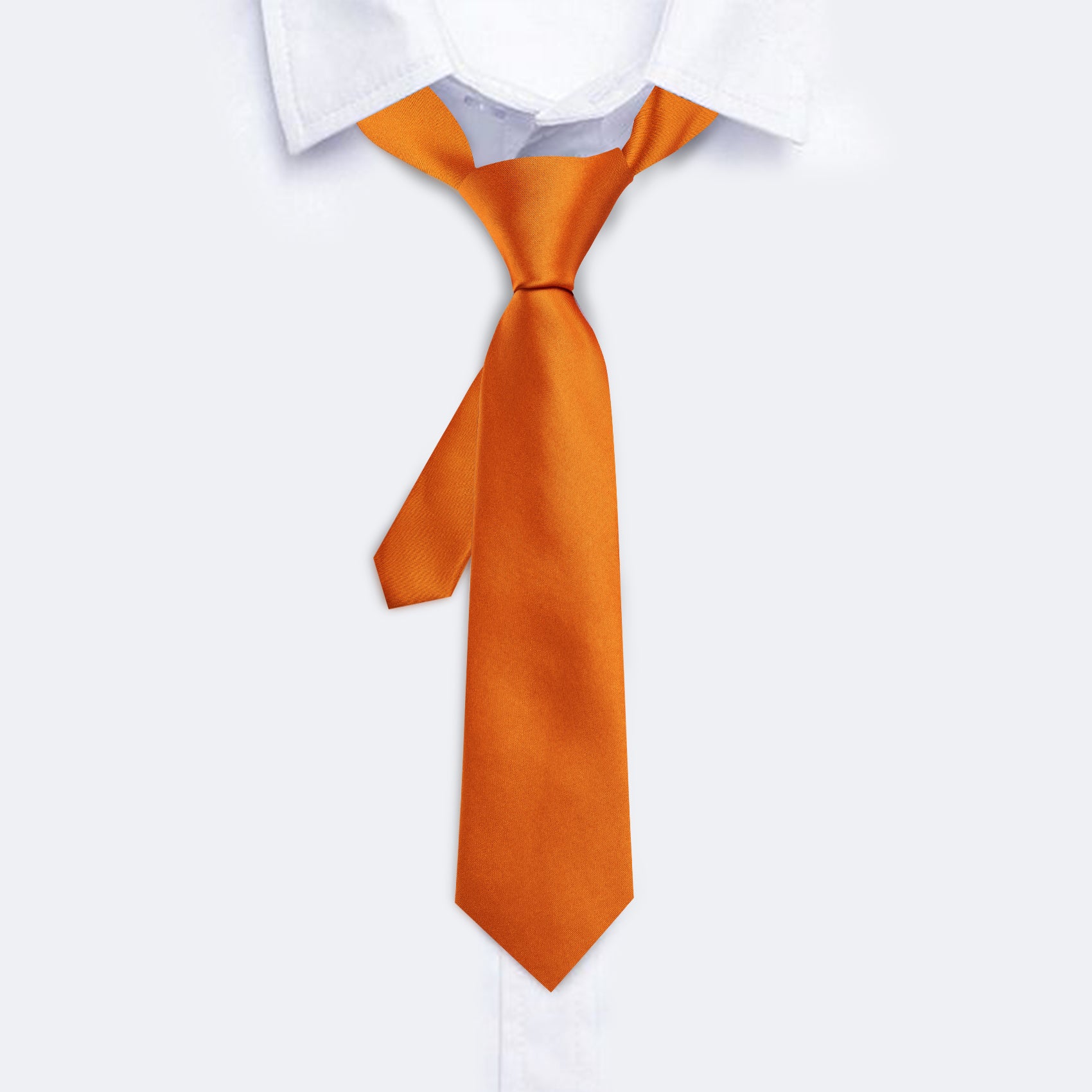 Orange Solid Tie Pocket Square Set For Kids
