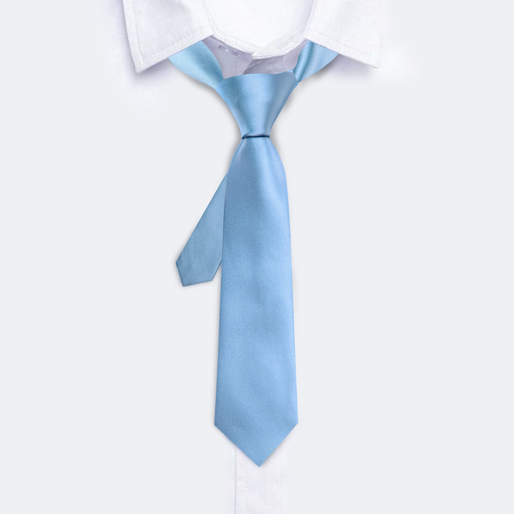 Sky Blue Solid Tie Pocket Square Set For Kids