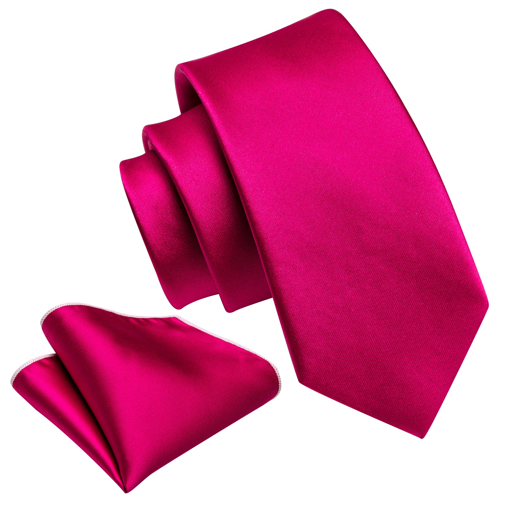 Rose Red Solid Tie Pocket Square Set For Kids