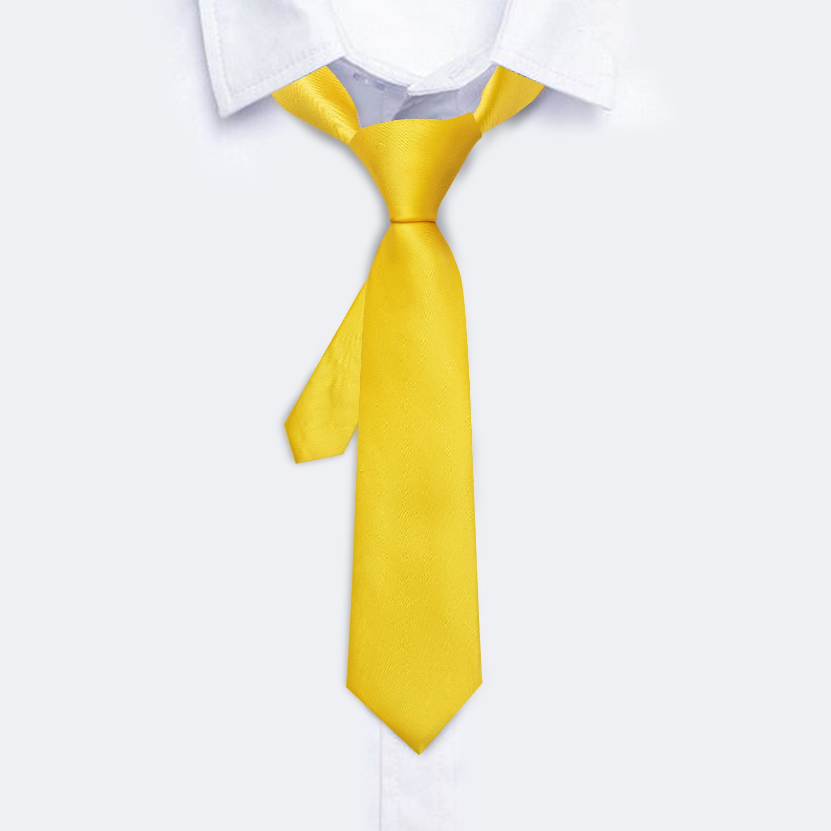 Yellow Solid Tie Pocket Square Set For Kids