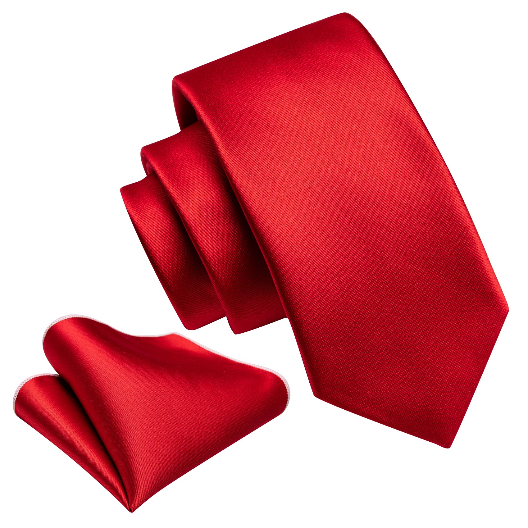 Strong Red Solid Tie Pocket Square Set For Kids