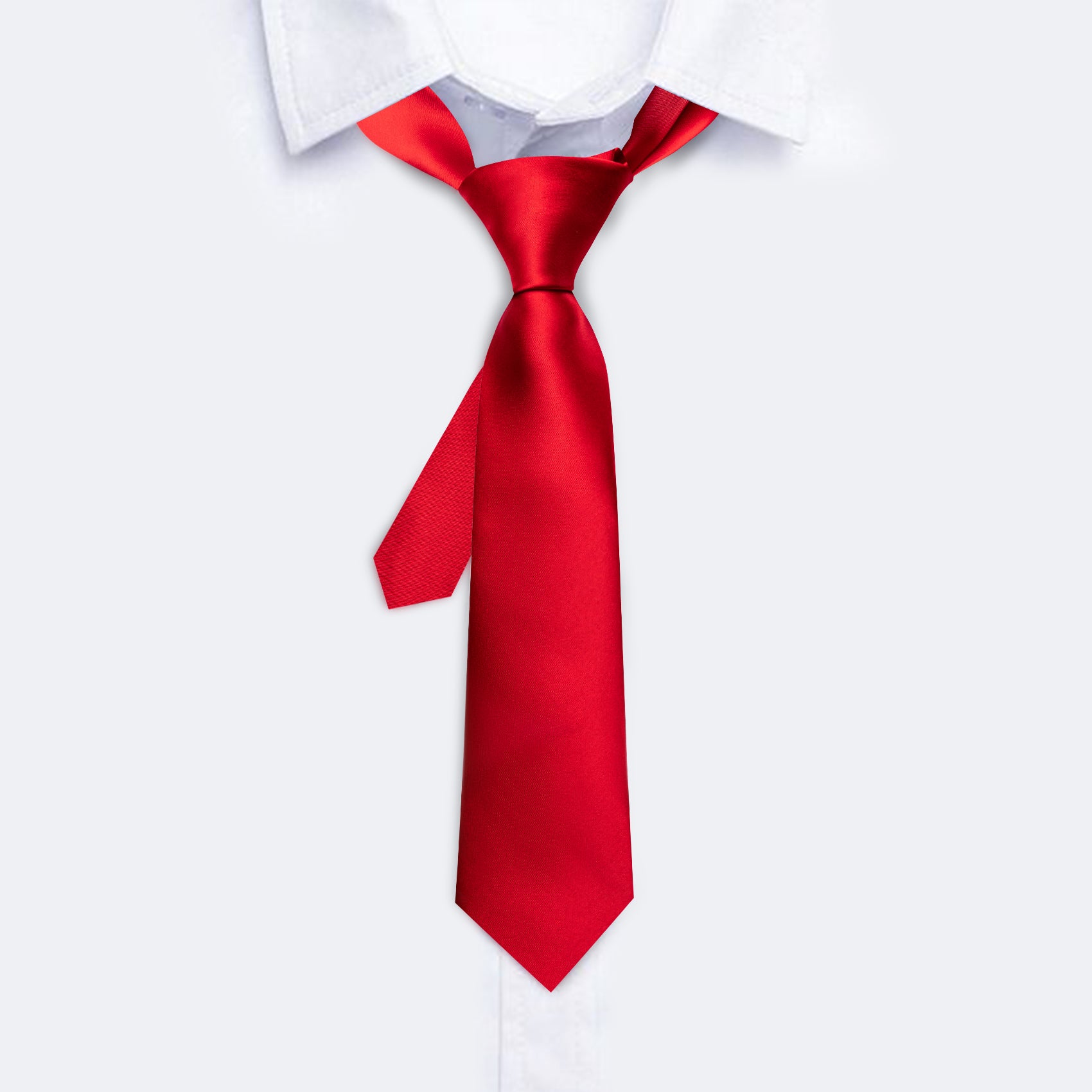 Red Solid Tie Pocket Square Set For Kids