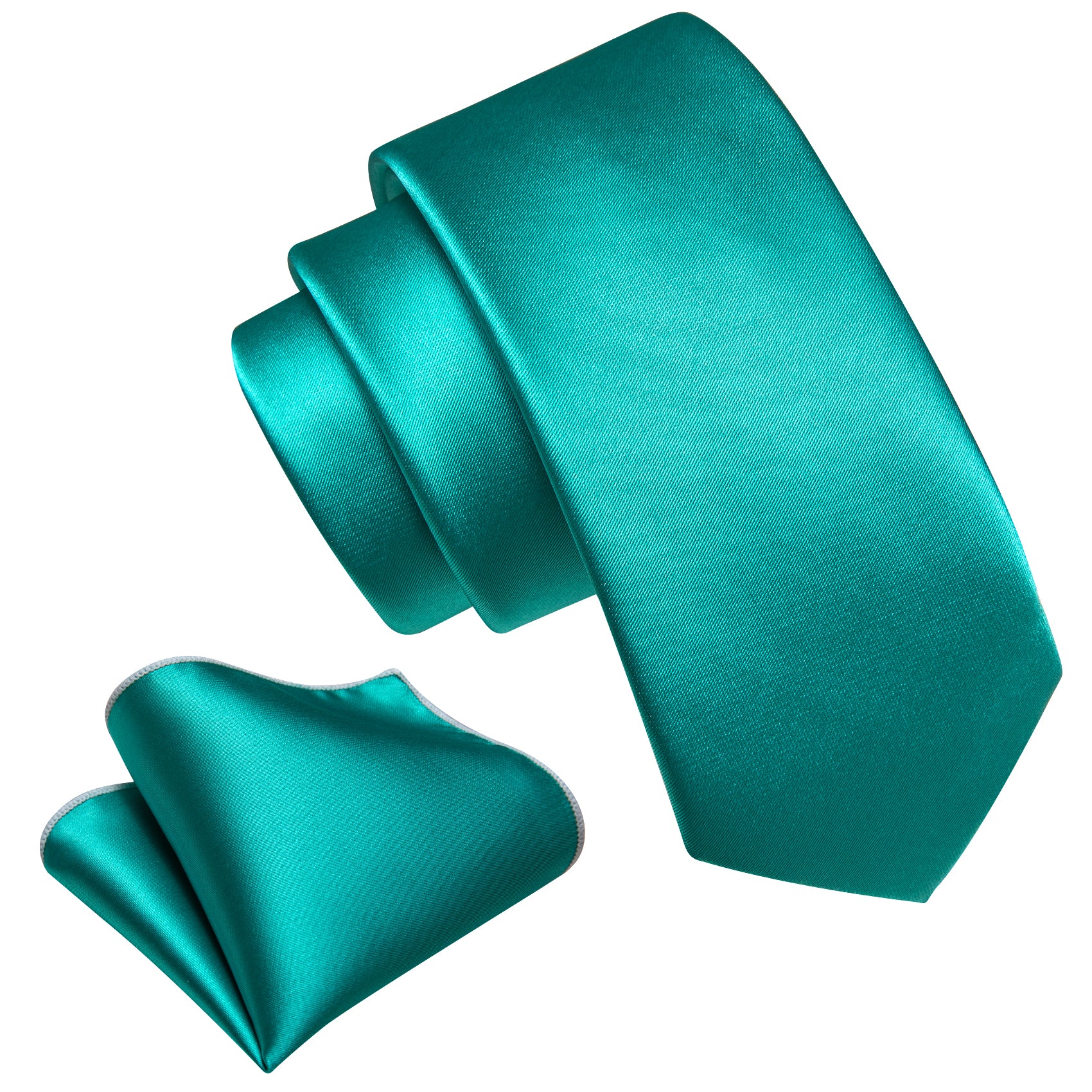 Aqua Solid Tie Pocket Square Set For Kids