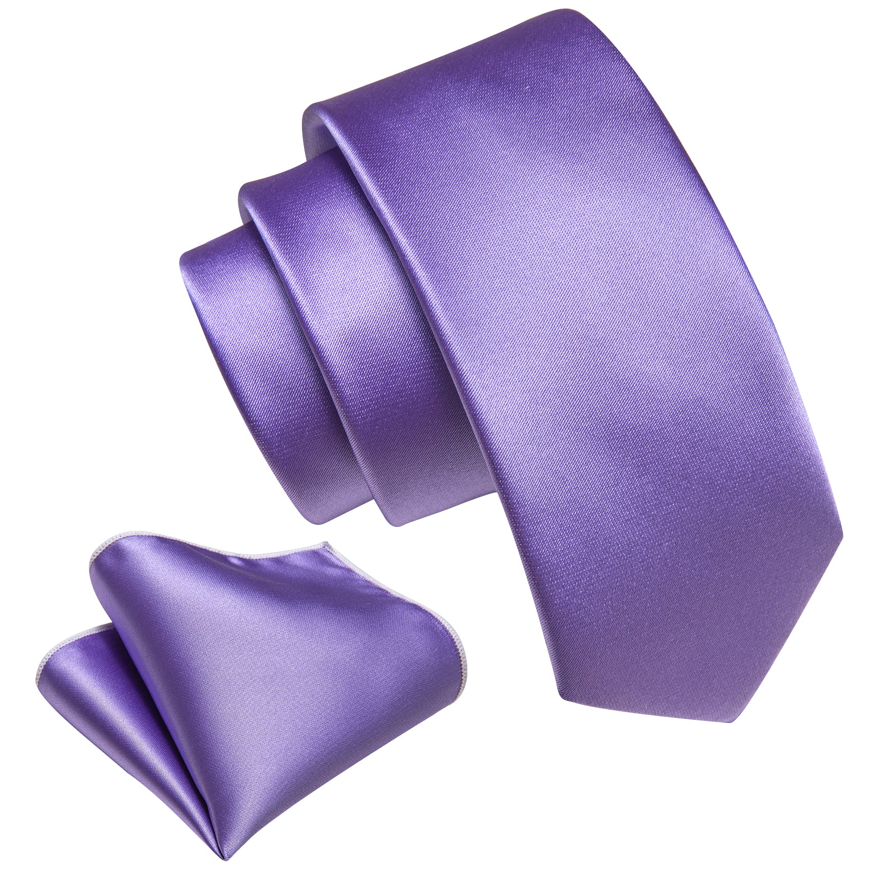 Purple Solid Tie Pocket Square Set For Kids