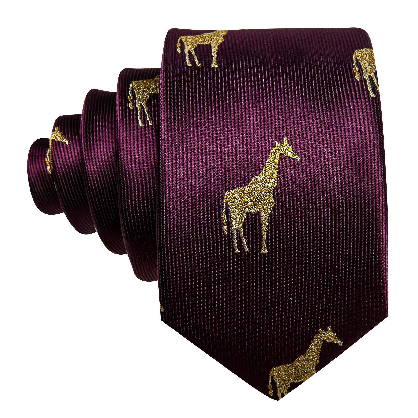 Children Purple Red Print Giraffe Tie Pocket Square Set