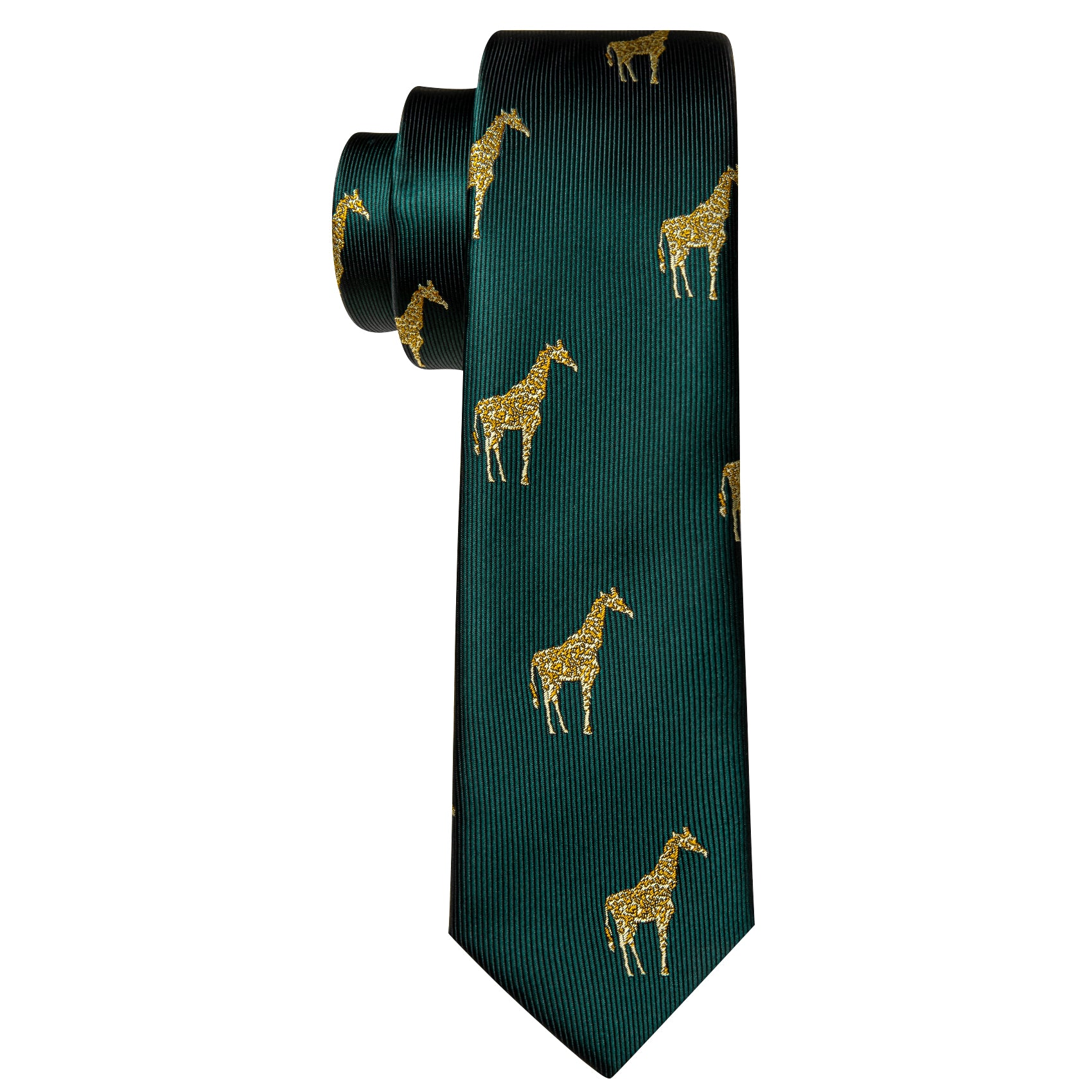 Children Green Print Giraffe Tie Pocket Square Set