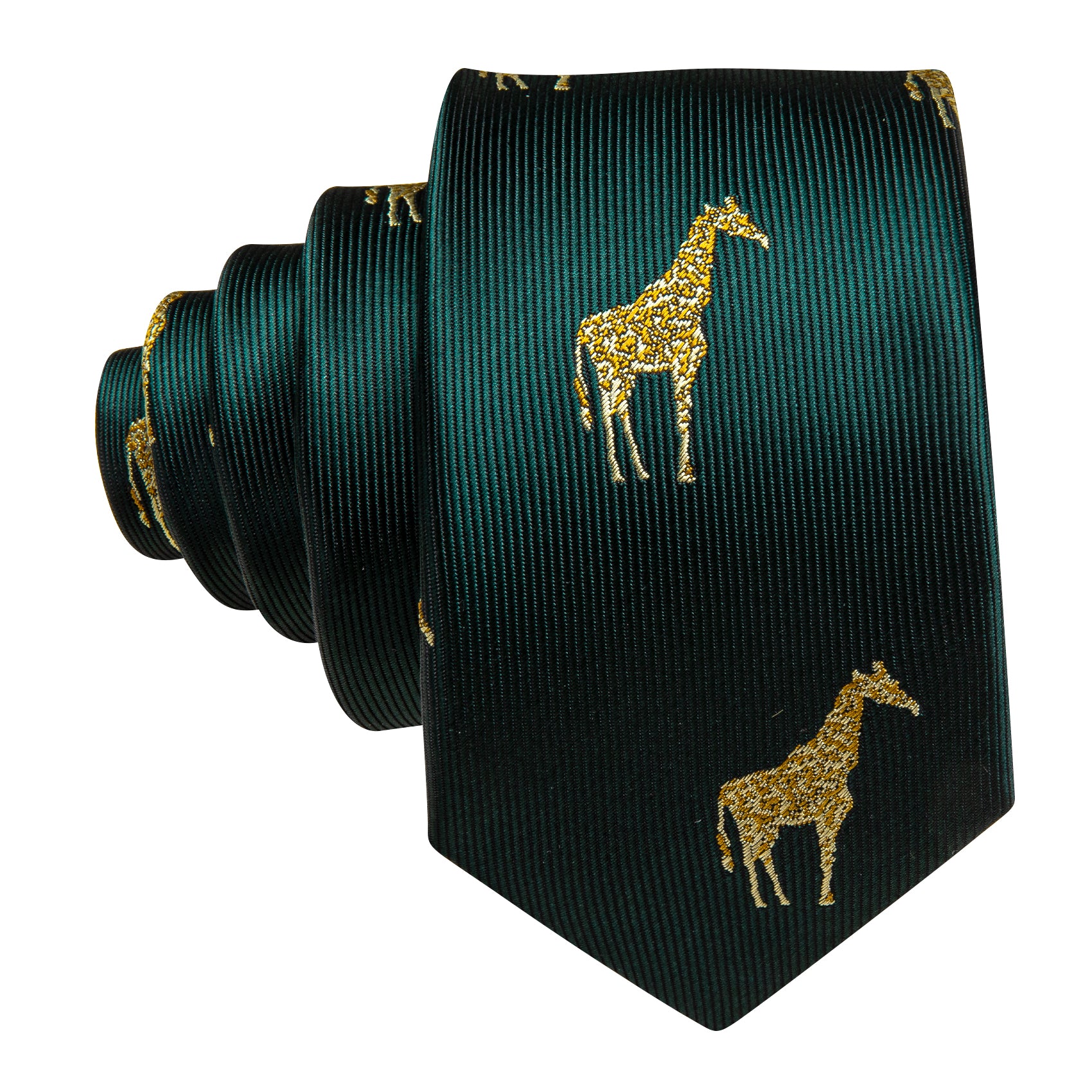 Children Green Print Giraffe Tie Pocket Square Set