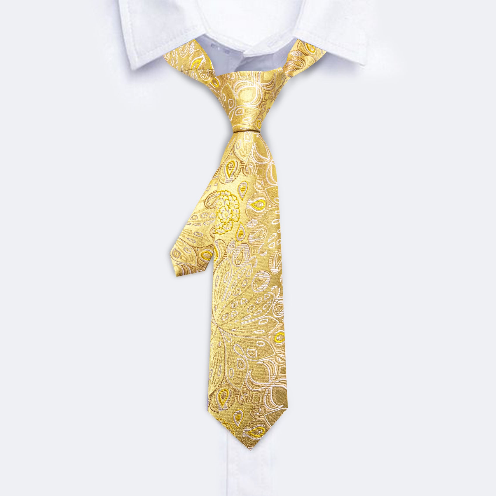 Gold White Paisley Tie Pocket Square Set For Kids