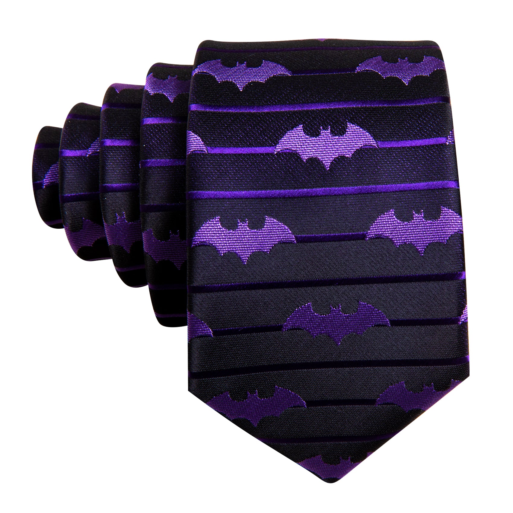 Barry.wang Kids Tie Black Purple Bat Children Tie Pocket Square Set