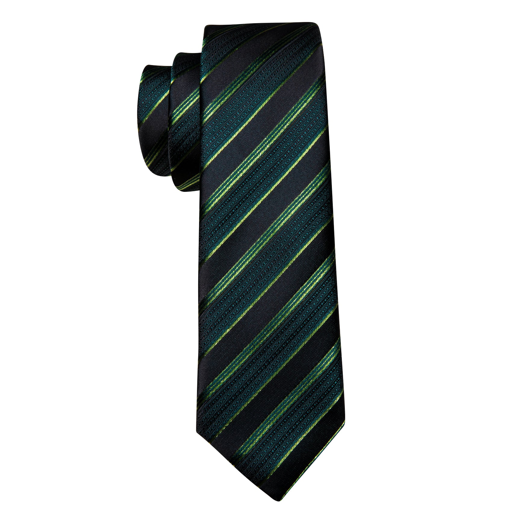 Children Green Black Striped Tie Pocket Square Set
