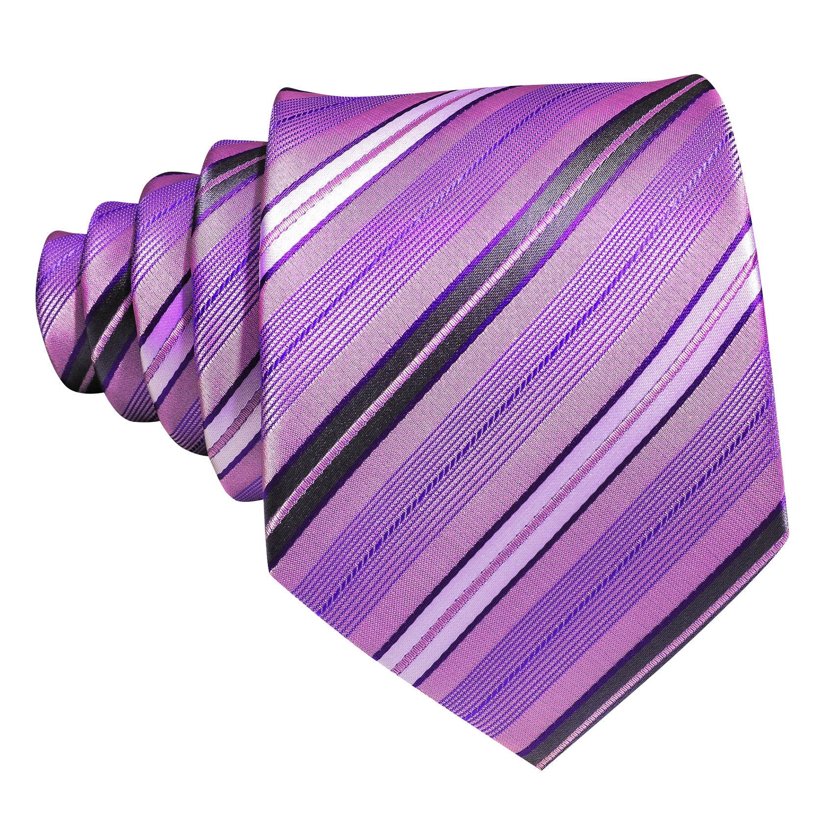 Children Purple Pink Striped Tie Pocket Square Set