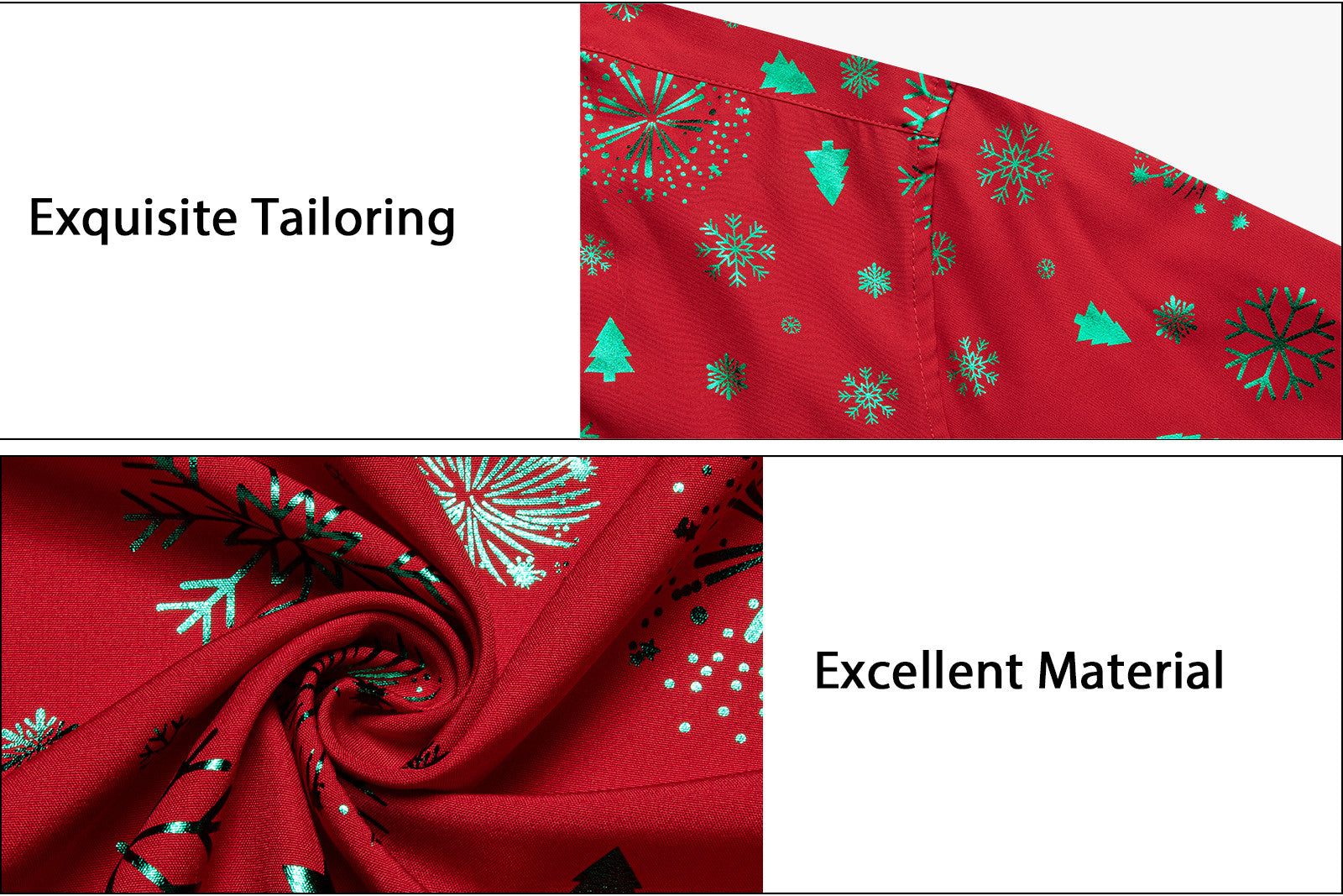 Barry.Wang Mens Holiday Red Shirt Green Xmas Long Sleeve Shirt