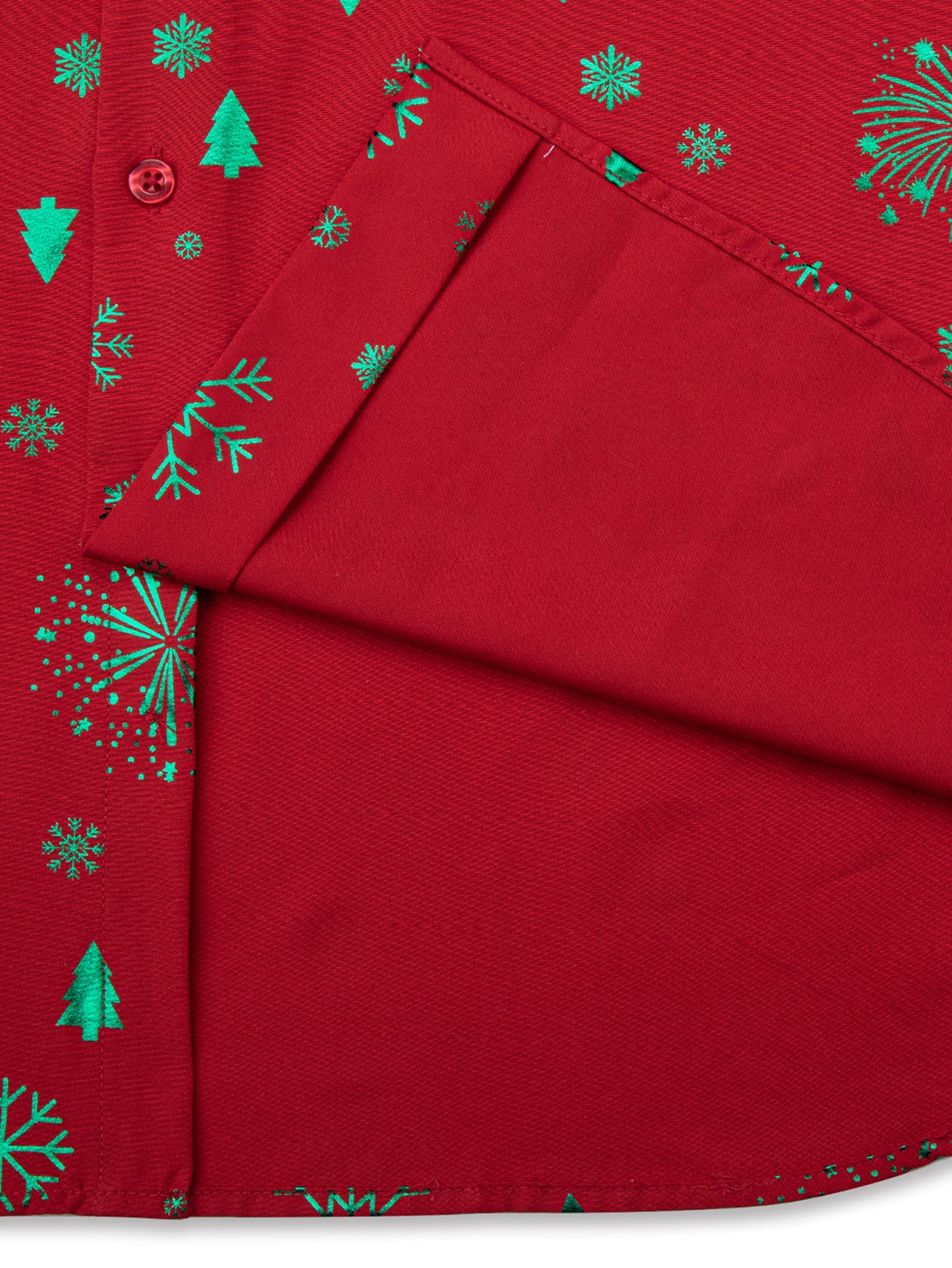 Barry.Wang Mens Holiday Red Shirt Green Xmas Long Sleeve Shirt