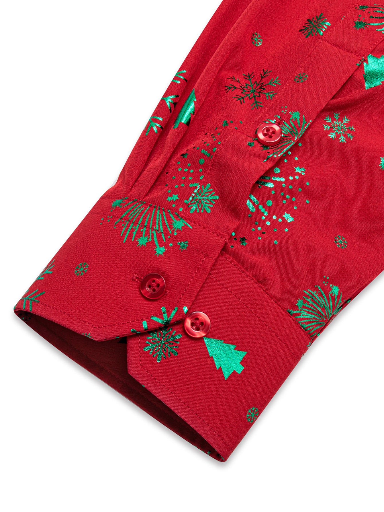 Barry.Wang Mens Holiday Red Shirt Green Xmas Long Sleeve Shirt