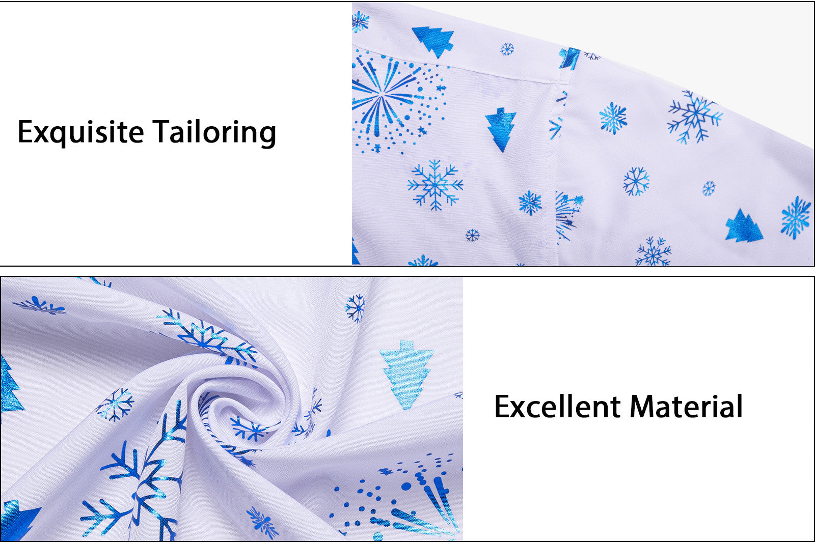 Barry. Wang Holiday White Shirt Sky Blue Snowflake Pattern Long Sleeve Shirt