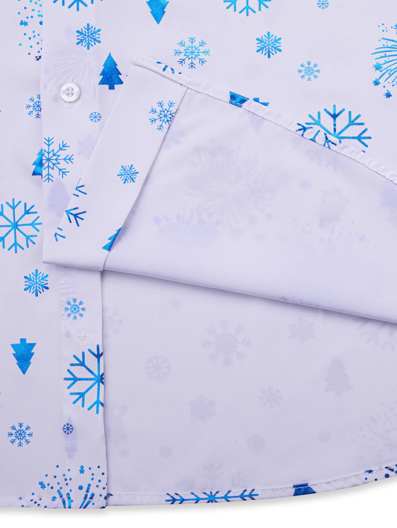 Barry. Wang Holiday White Shirt Sky Blue Snowflake Pattern Long Sleeve Shirt