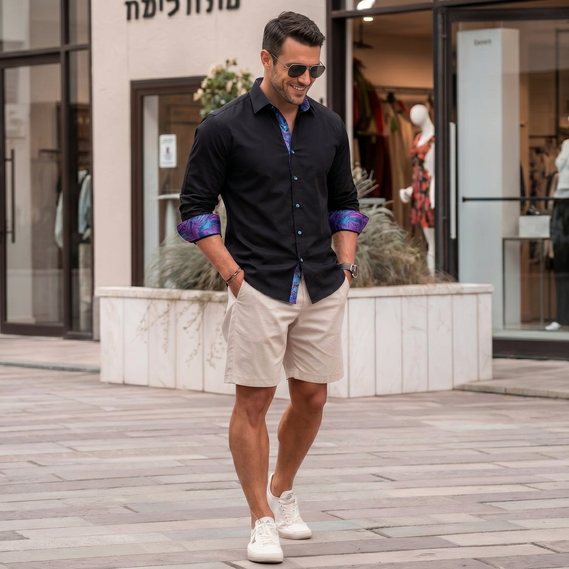 Barry Wang Black Shirt Dress Patchwork Long Sleeve Collared Shirt Men Barry. Wang Barry Wang Black Shirt Dress Patchwork Long Sleeve Collared Shirt Men Barry. Wang