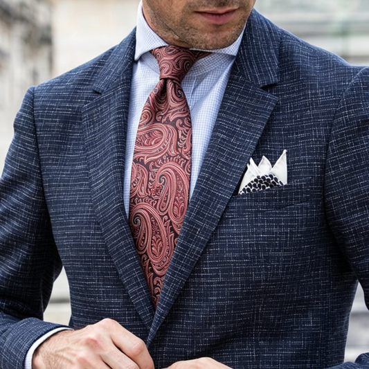 Barry. Wang Rose Gold Tie Mens Paisley Silk Necktie Hanky Cufflinks Set for Wedding