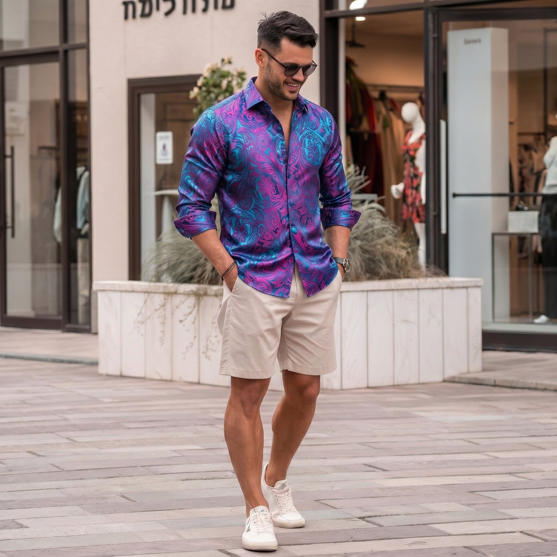 purple dress shirt mens outfit Men's Purple Purple Label Dress Shirts