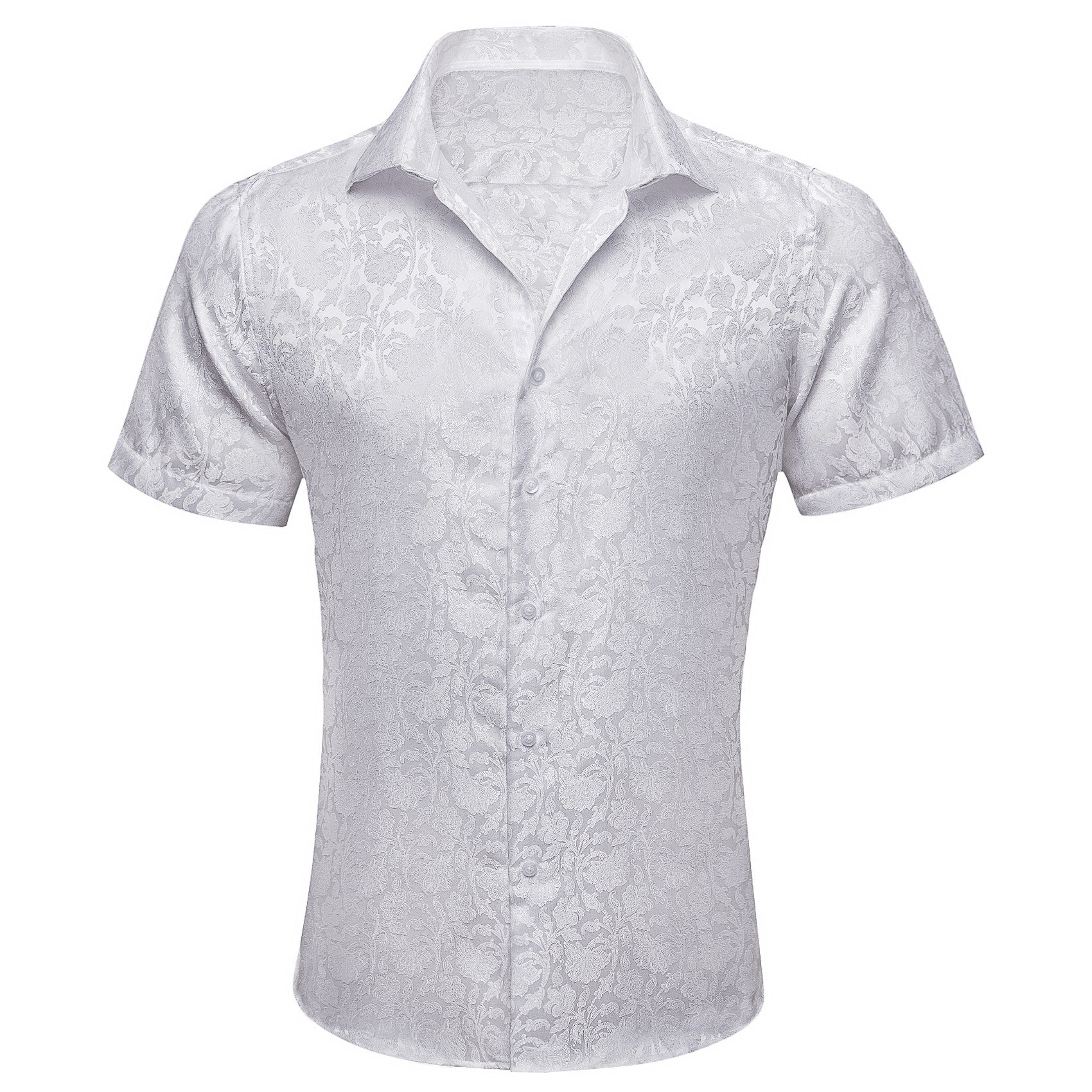 mens short sleeve silk dress shirts White Floral Shirt making it a wardrobe staple for the discerning gentleman Barry. Wang White Paisley Short