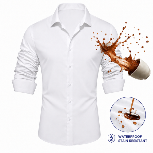 Barry. Wang Wrinkle Free Mens Shirt Stain Resistant Button Up Long Sleeve White Solid Shirt for Work