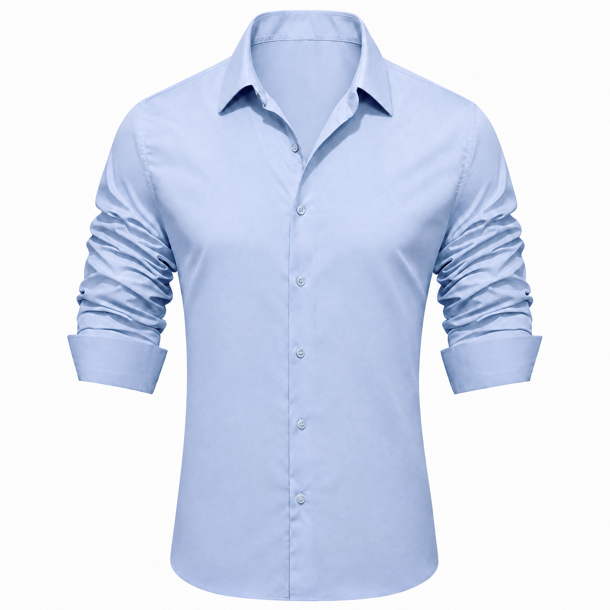 Barry. Wang Light Blue Waterproof Shirt Mens Stain Resistant Solid Lon