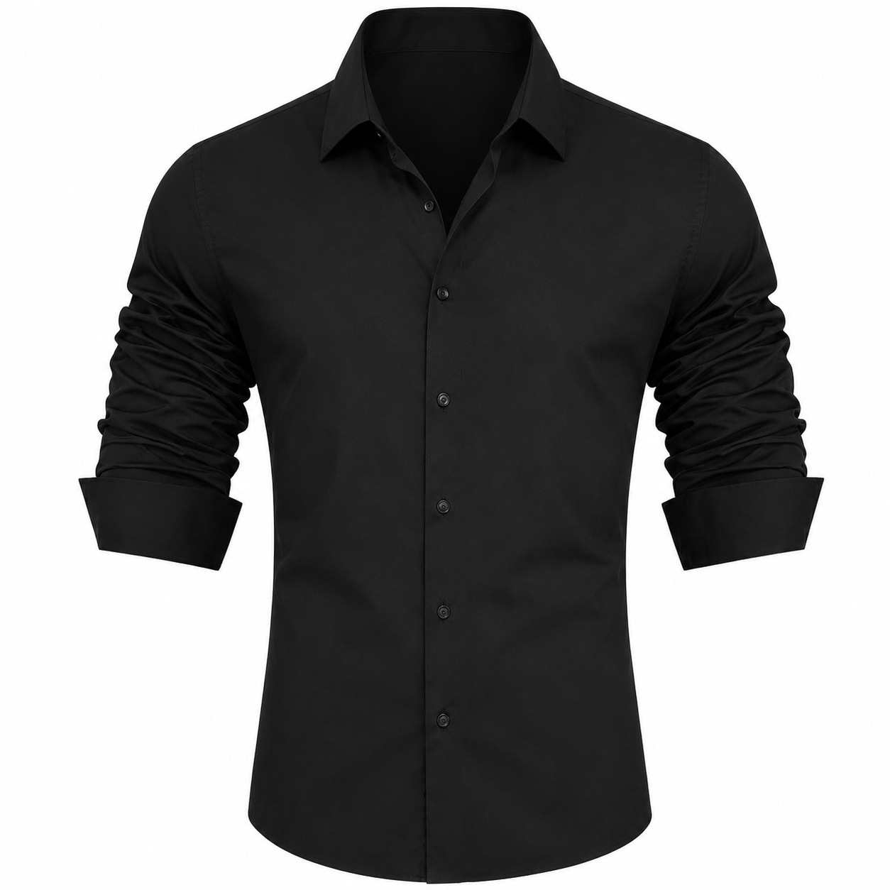 Barry. Wang Black Shirts Waterproof Stain Resistant Mens Button Up Lon