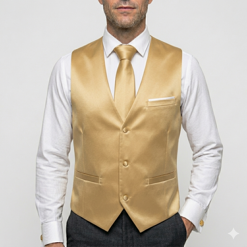 Barry. Wang Mens Gold Suit Vest Solid V-neck Vest Necktie Bowtie Pocket Square Cufflinks Set, S Barry. Wang Mens Gold Suit Vest Solid V-neck Vest Necktie Bowtie Pocket Square Cufflinks Set, S