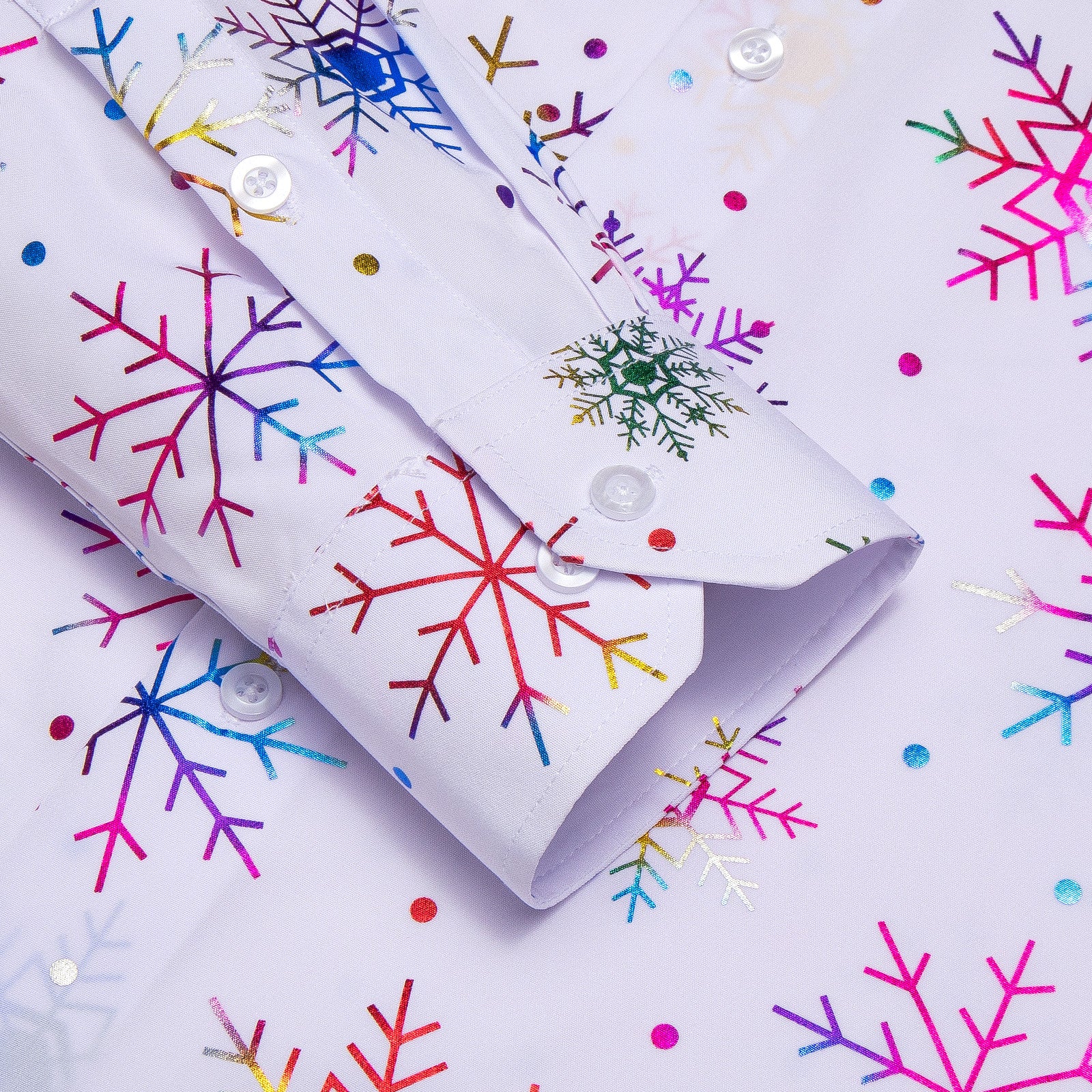 Barry.Wang Mens Holiday White Shirt Colorful Xmas Party Button Up Dress Shirt