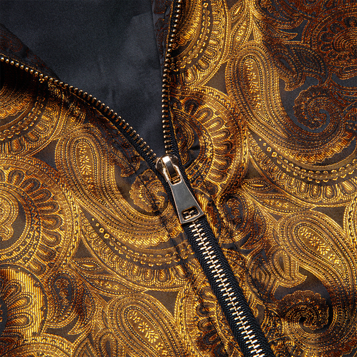 Mens Gold Floral Jacquard Paisley Jacket