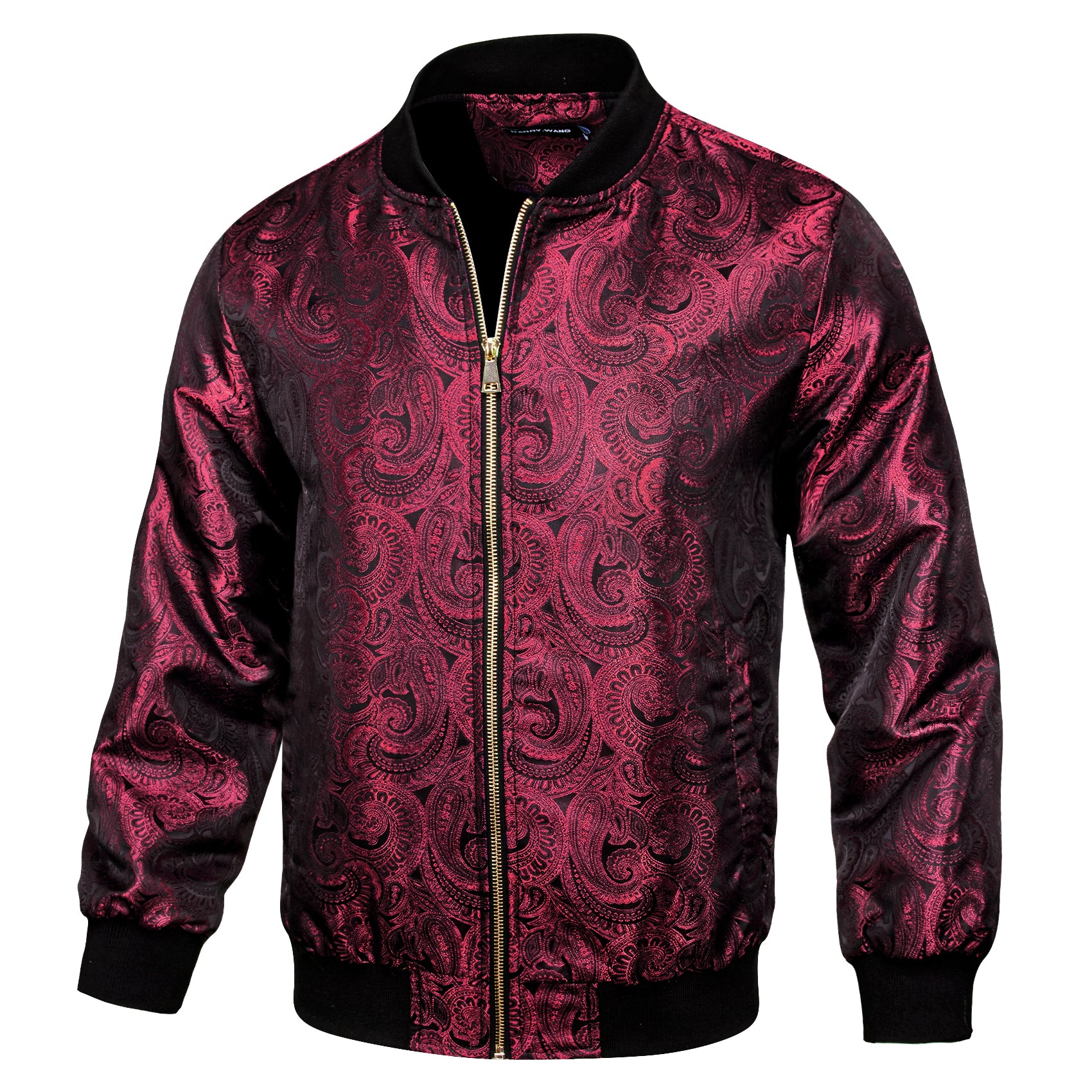 Mens Dark Red Floral Jacquard Paisley Jacket