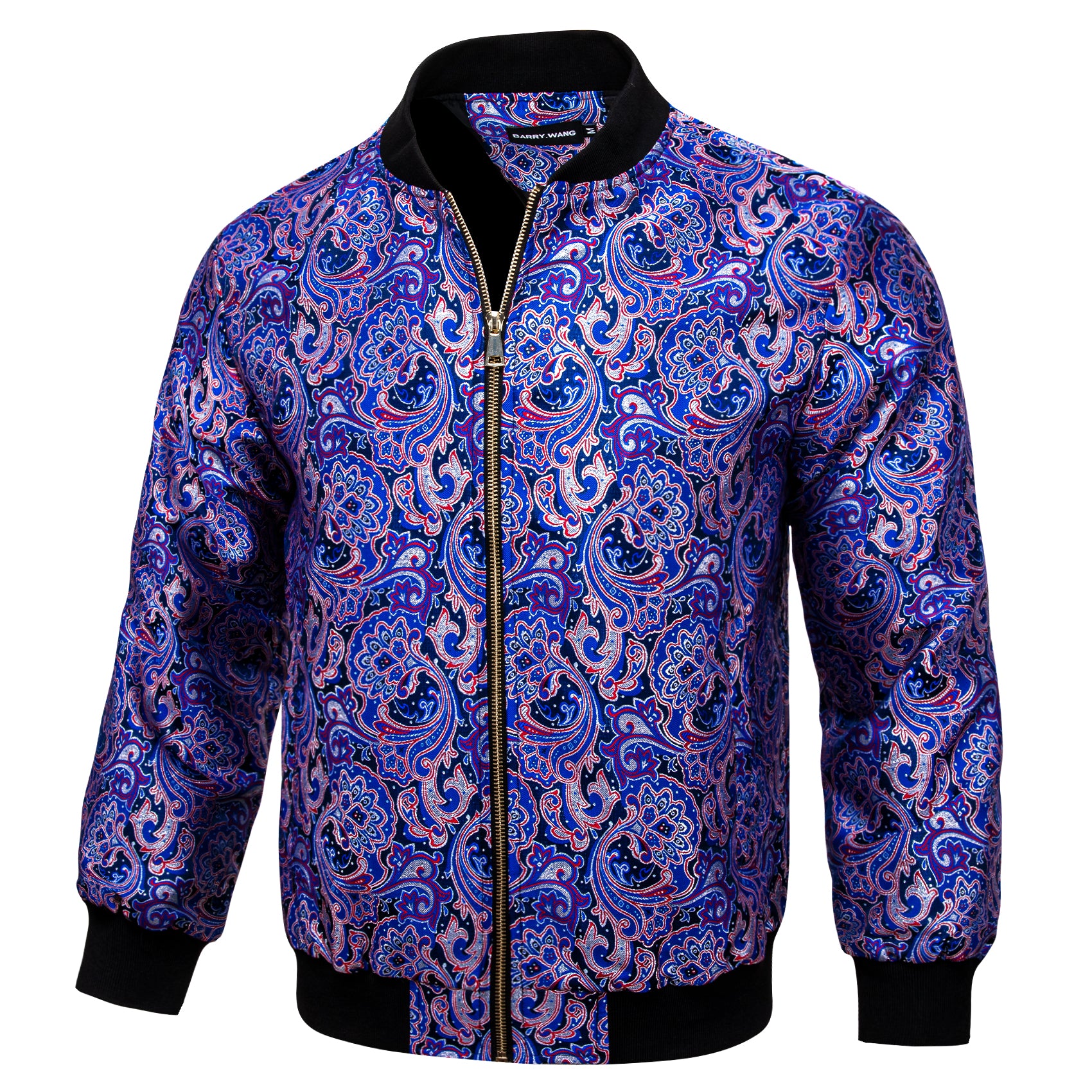 Mens Blue Purple Floral Jacquard Paisley Jacket
