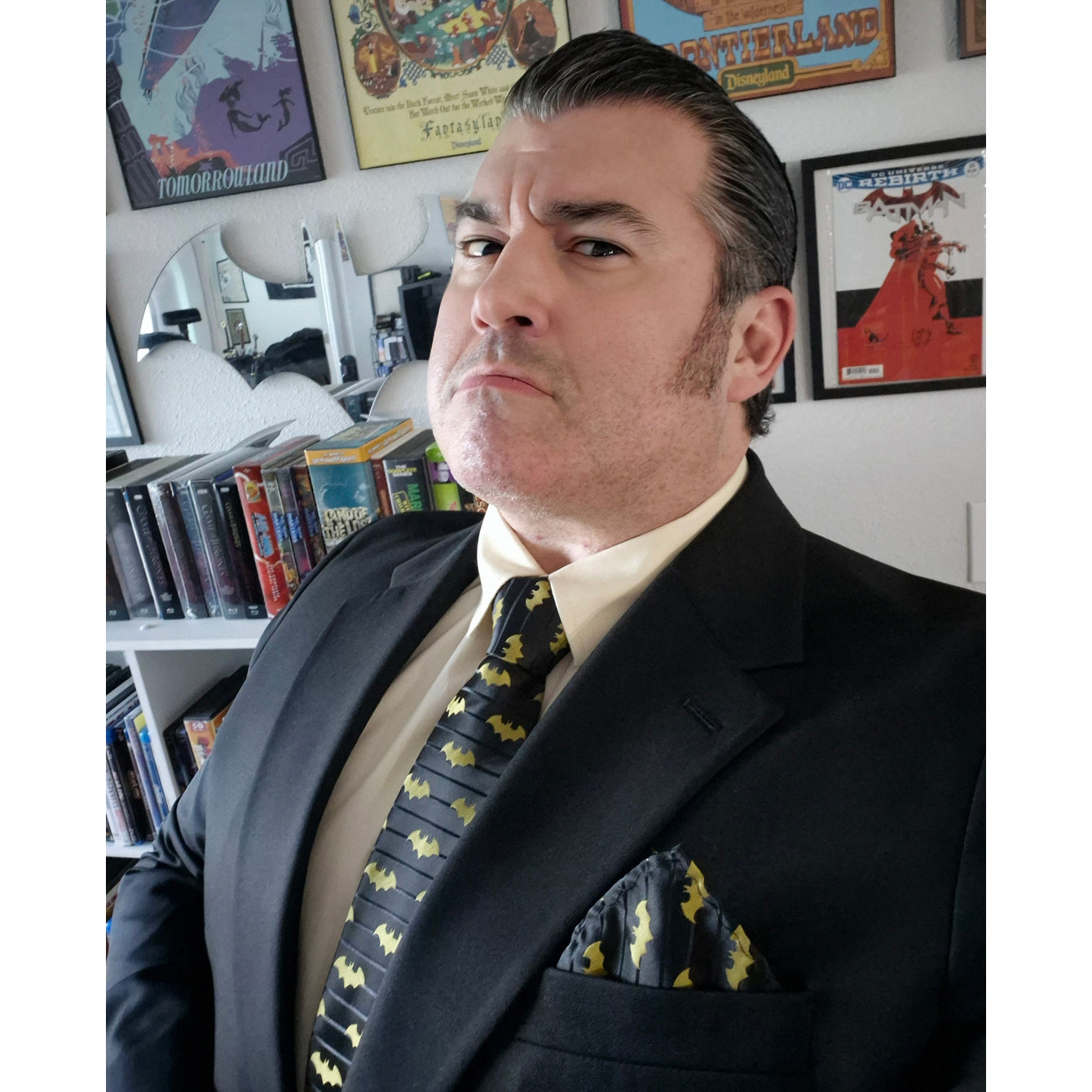 Barry. Wang Purple Bat Necktie Mens Black Tie Hanky Cufflinks Set with Lapel Pin Gift Box