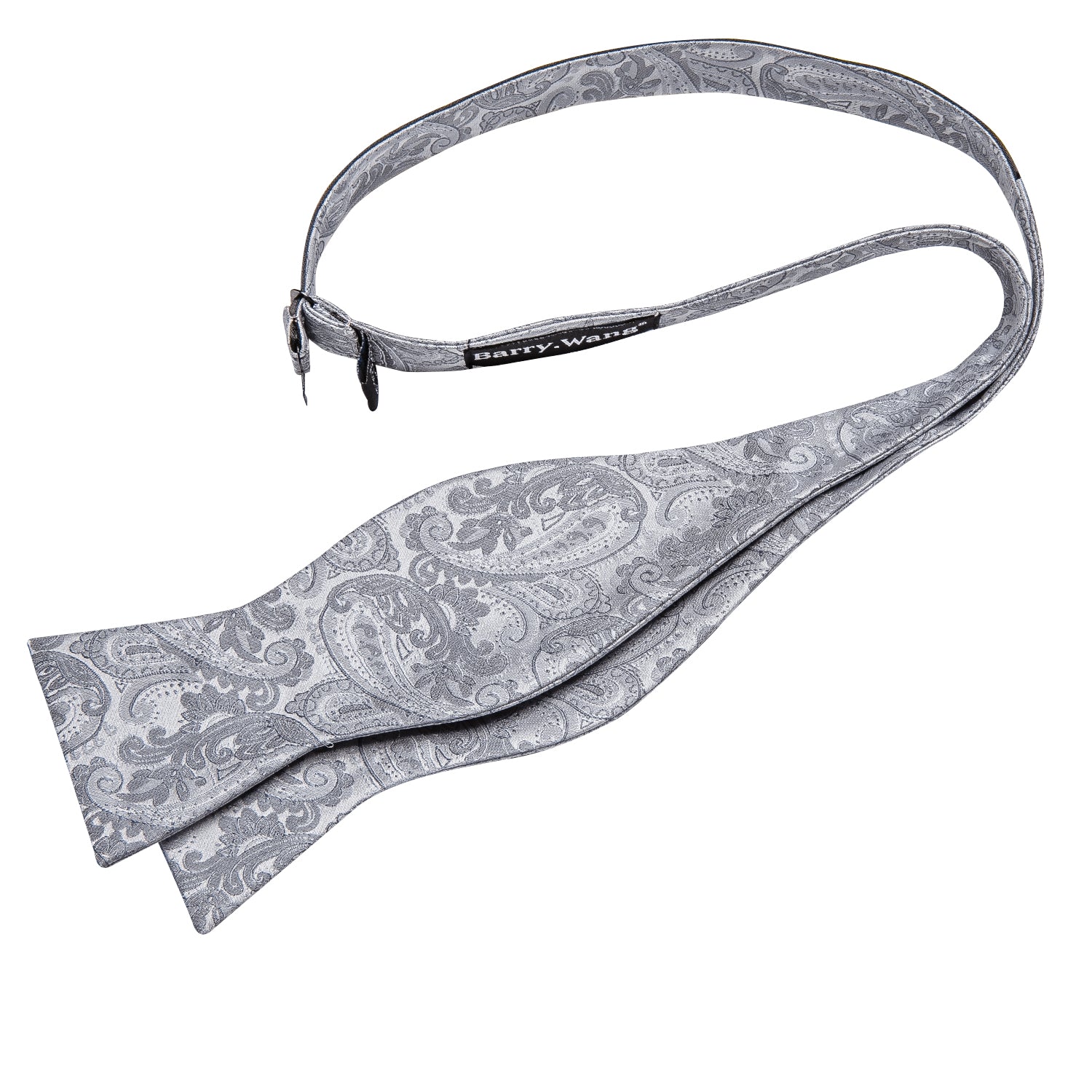 Silver Paisley Bow Tie Hanky Cufflinks Set