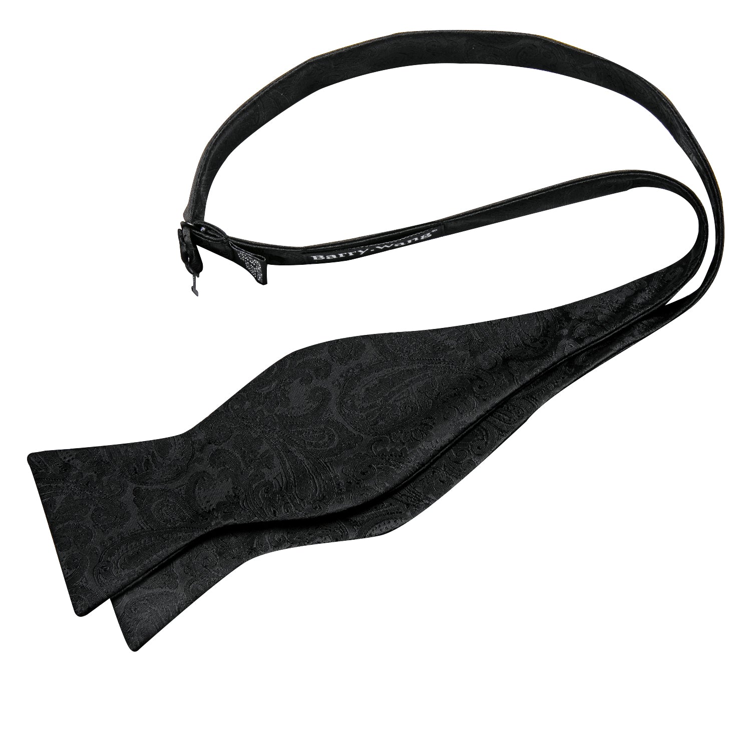 Black Paisley Bow Tie Hanky Cufflinks Set