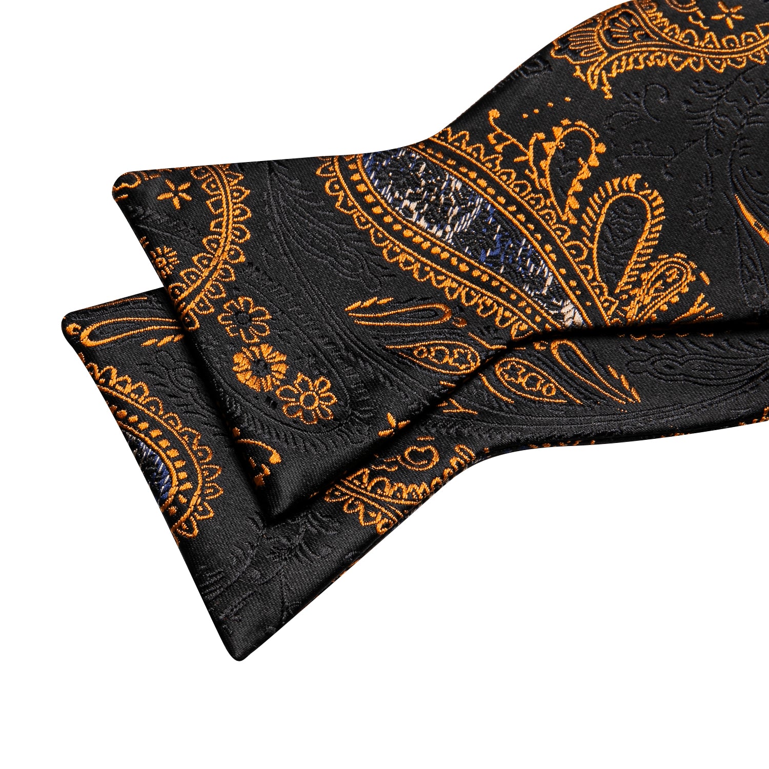 Fashion Black Gold Paisley Bow Tie Hanky Cufflinks Set