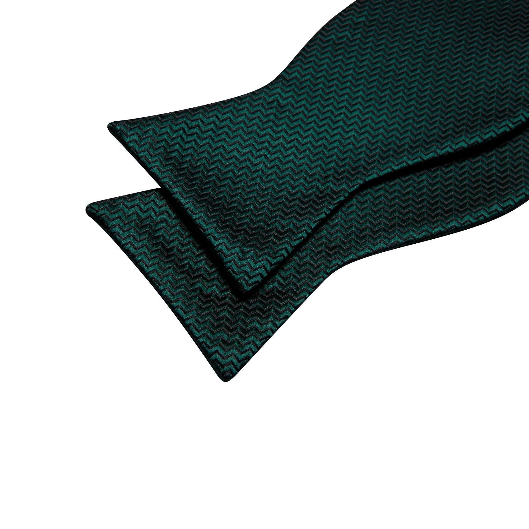 Dark Green Solid Silk Bow Tie Hanky Cufflinks Set