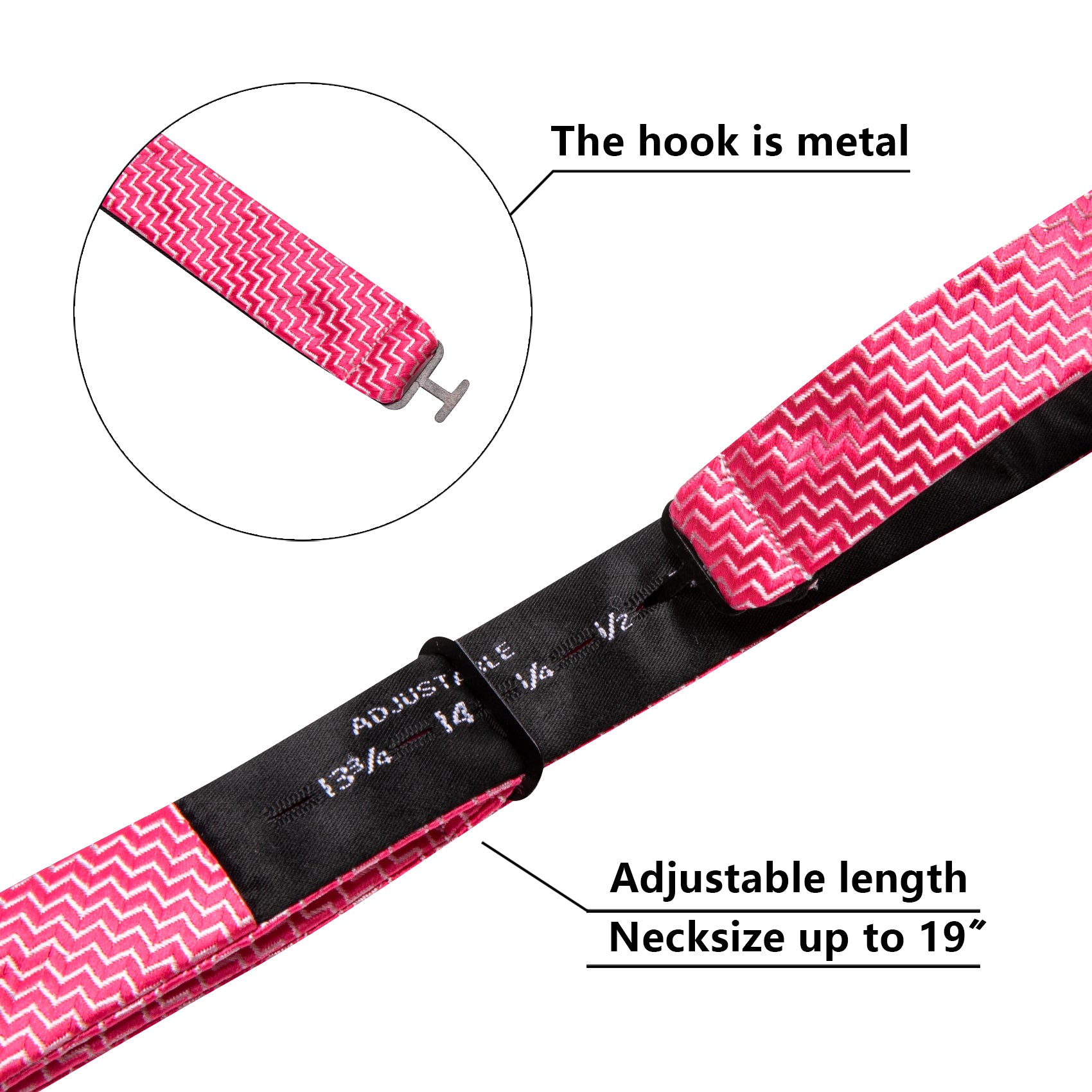 Shock Pink Striped Silk Bow Tie Hanky Cufflinks Set