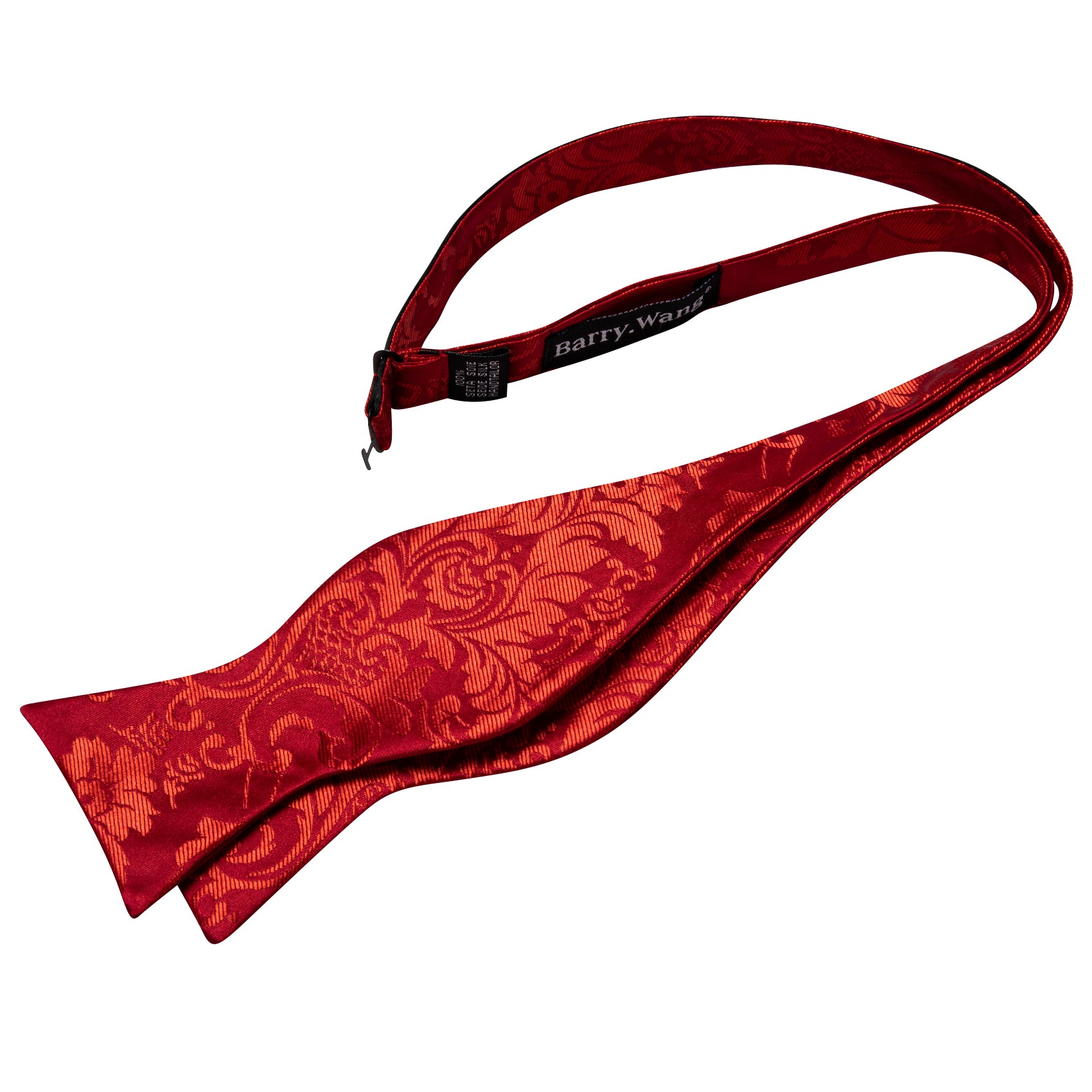 Red Floral Silk Bow Tie Hanky Cufflinks Set