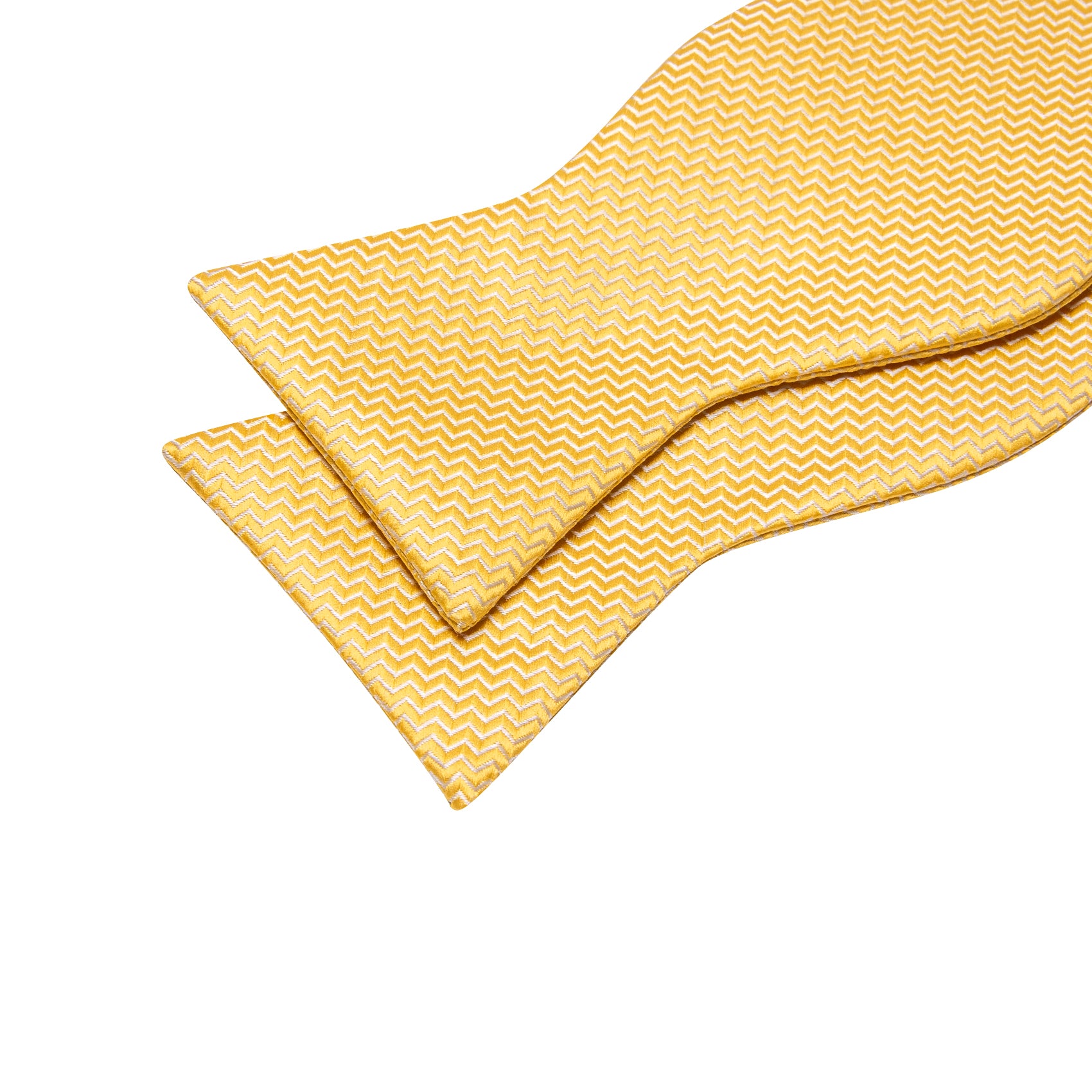 Barry Wang Yellow Geometric Silk Bow Tie Hanky Cufflinks Set