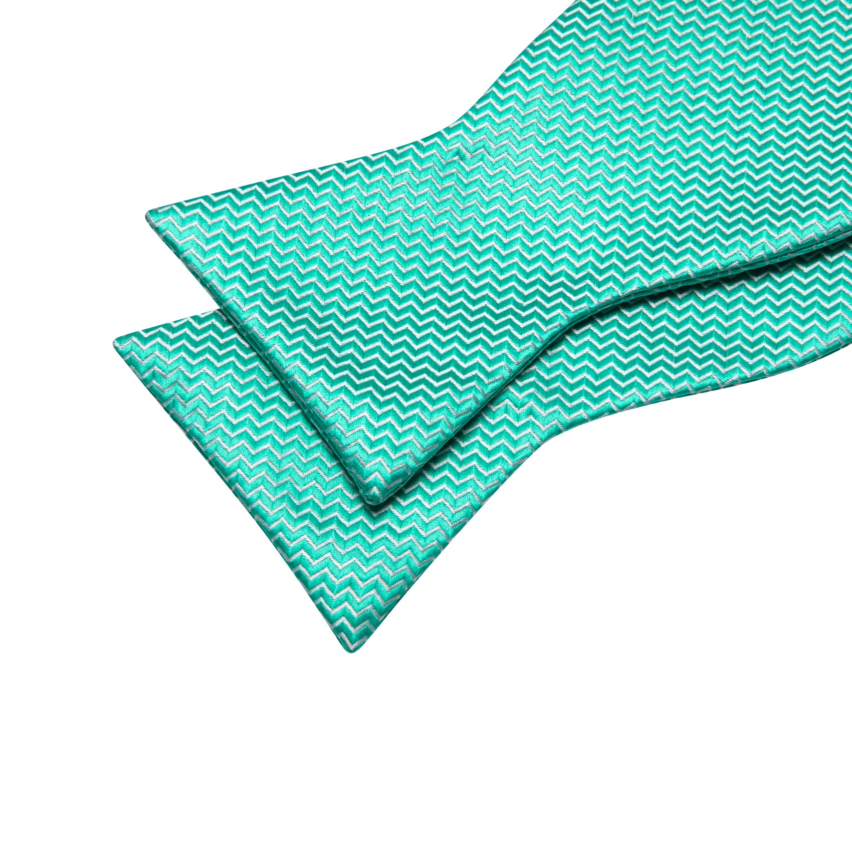 Aqua Striped Silk Bow Tie Hanky Cufflinks Set