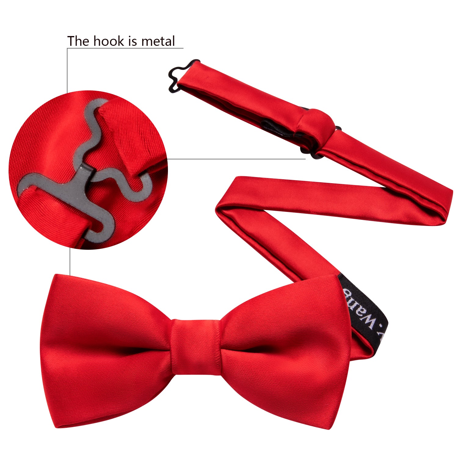 Barry.Wang Kids Tie Red Solid Children's Silk Bow Tie Pocket Square Set