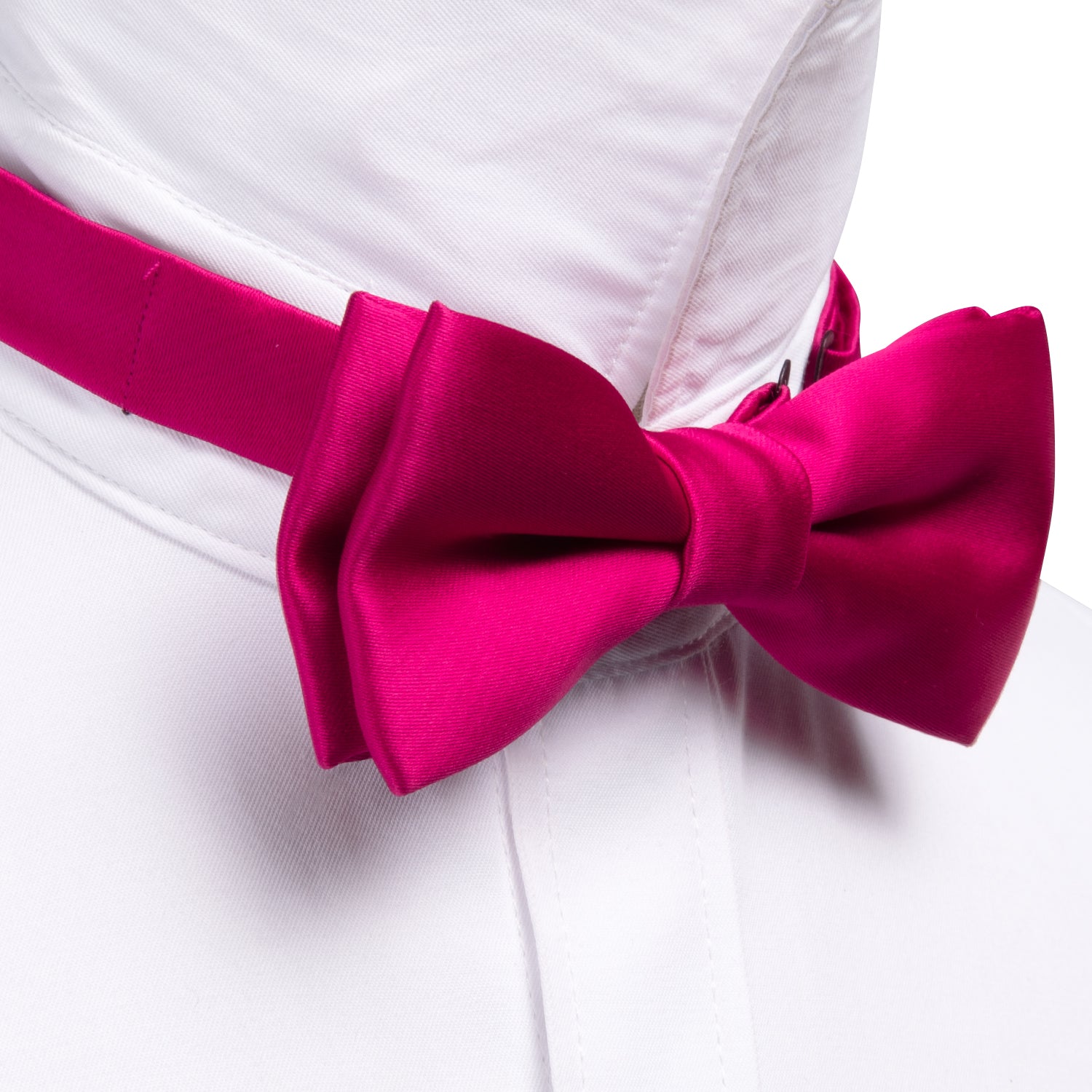 Barry.Wang Kids Tie Rose Red Solid Silk Bow Tie Pocket Square Set
