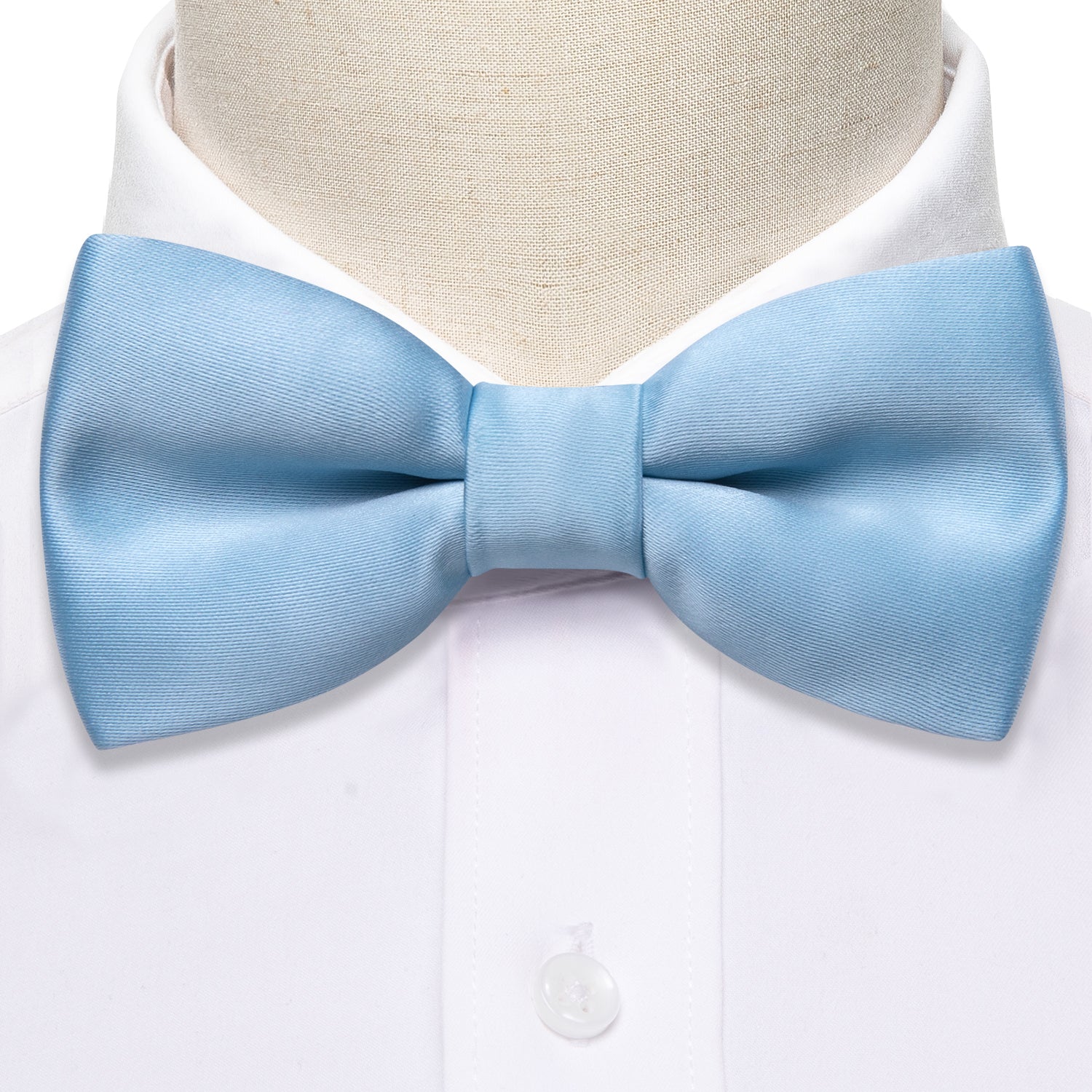 Pale Blue Solid Bow Tie Pocket Square Set For Kids