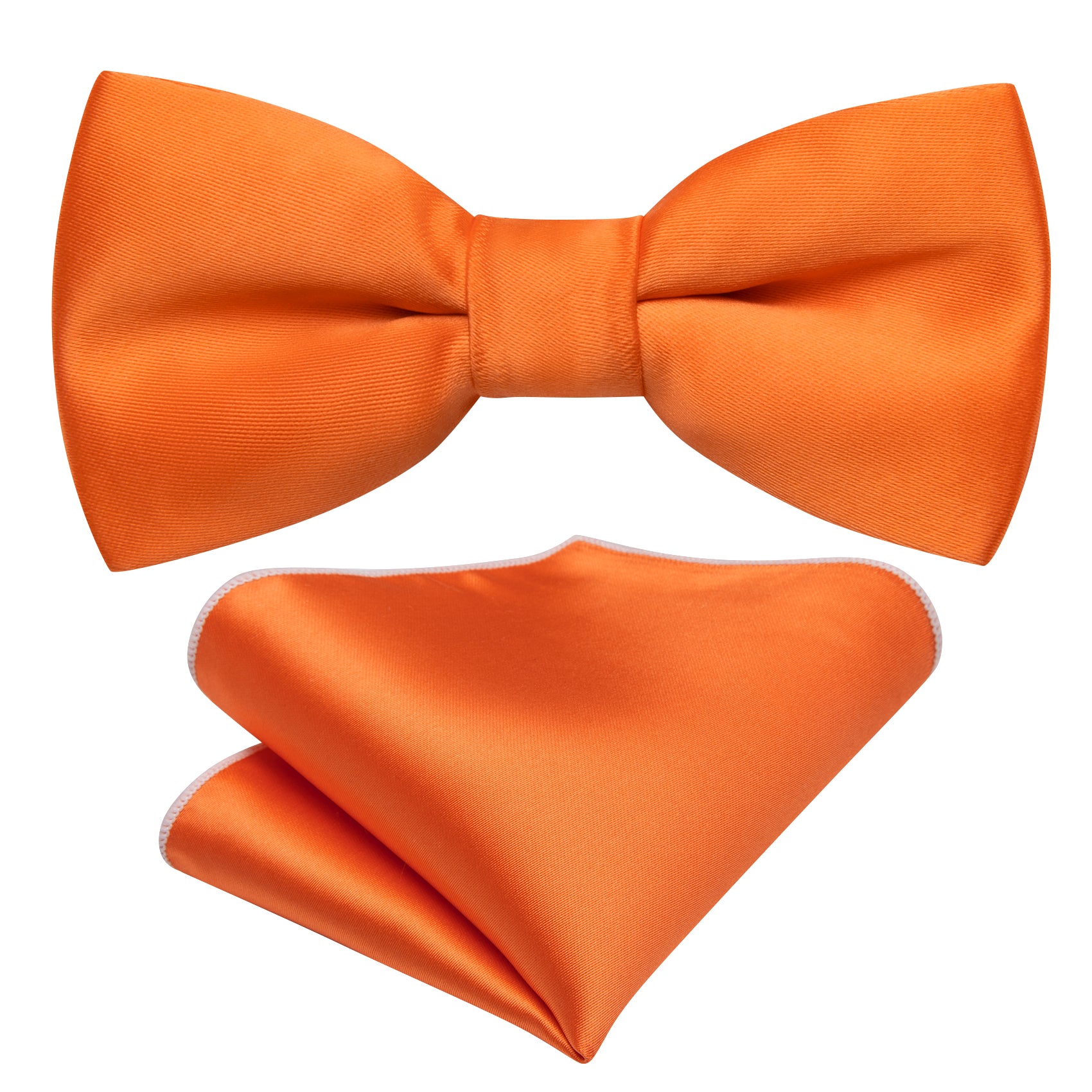Orange Solid Bow Tie Pocket Square Set For Kids